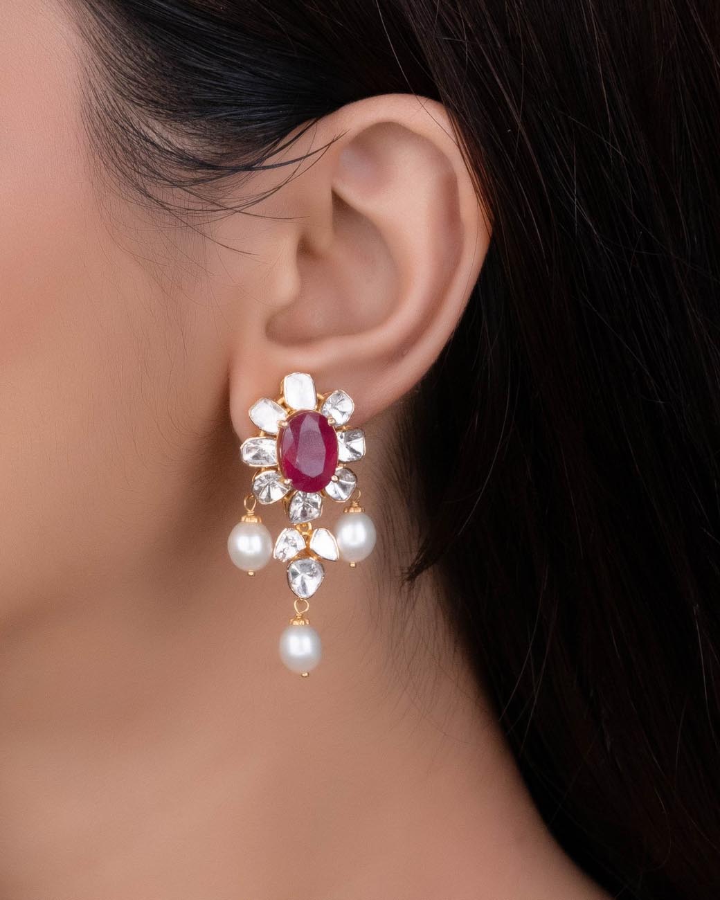 Shilpa Polki Long Earrings