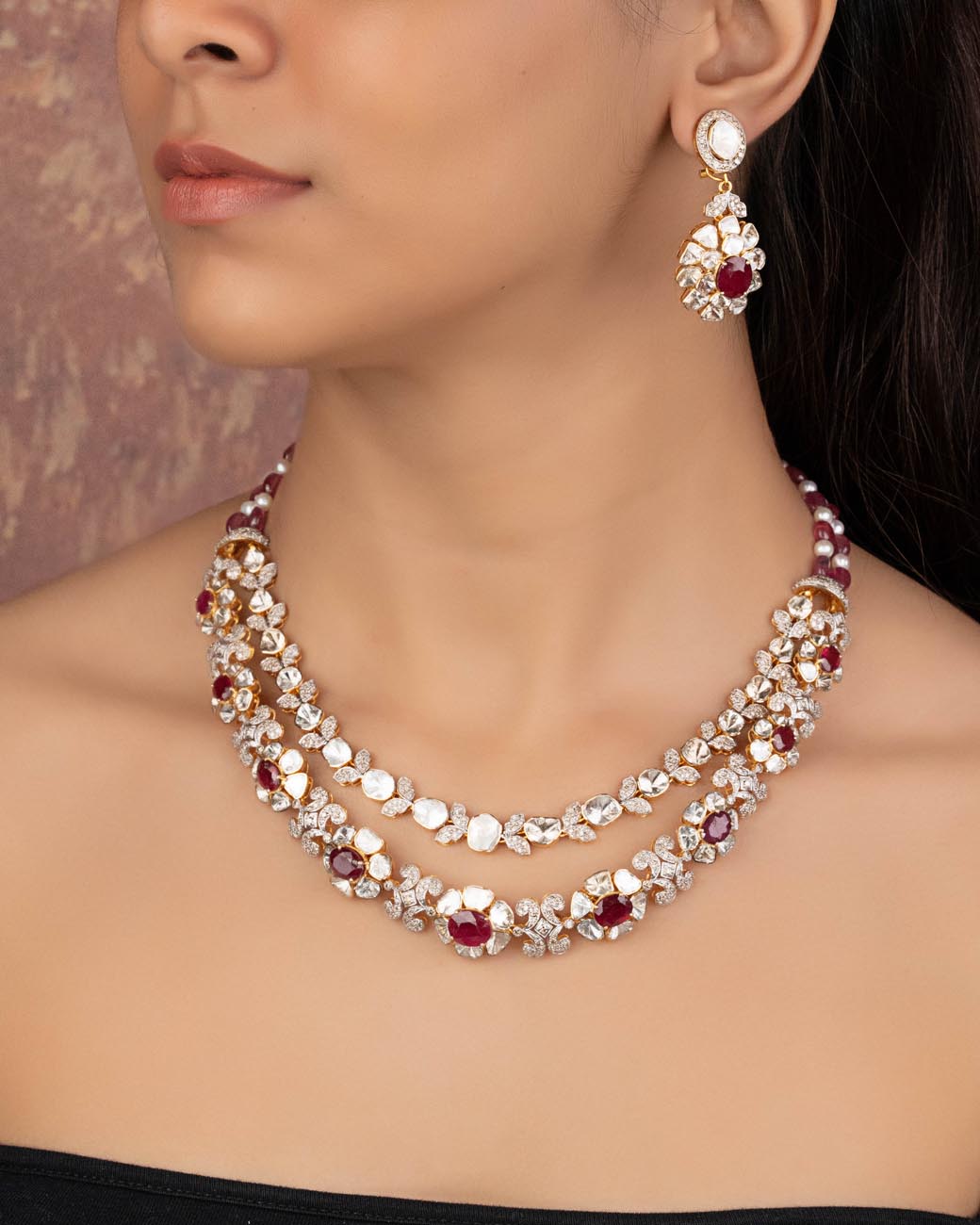 Celeste Polki And Diamond Long Earrings