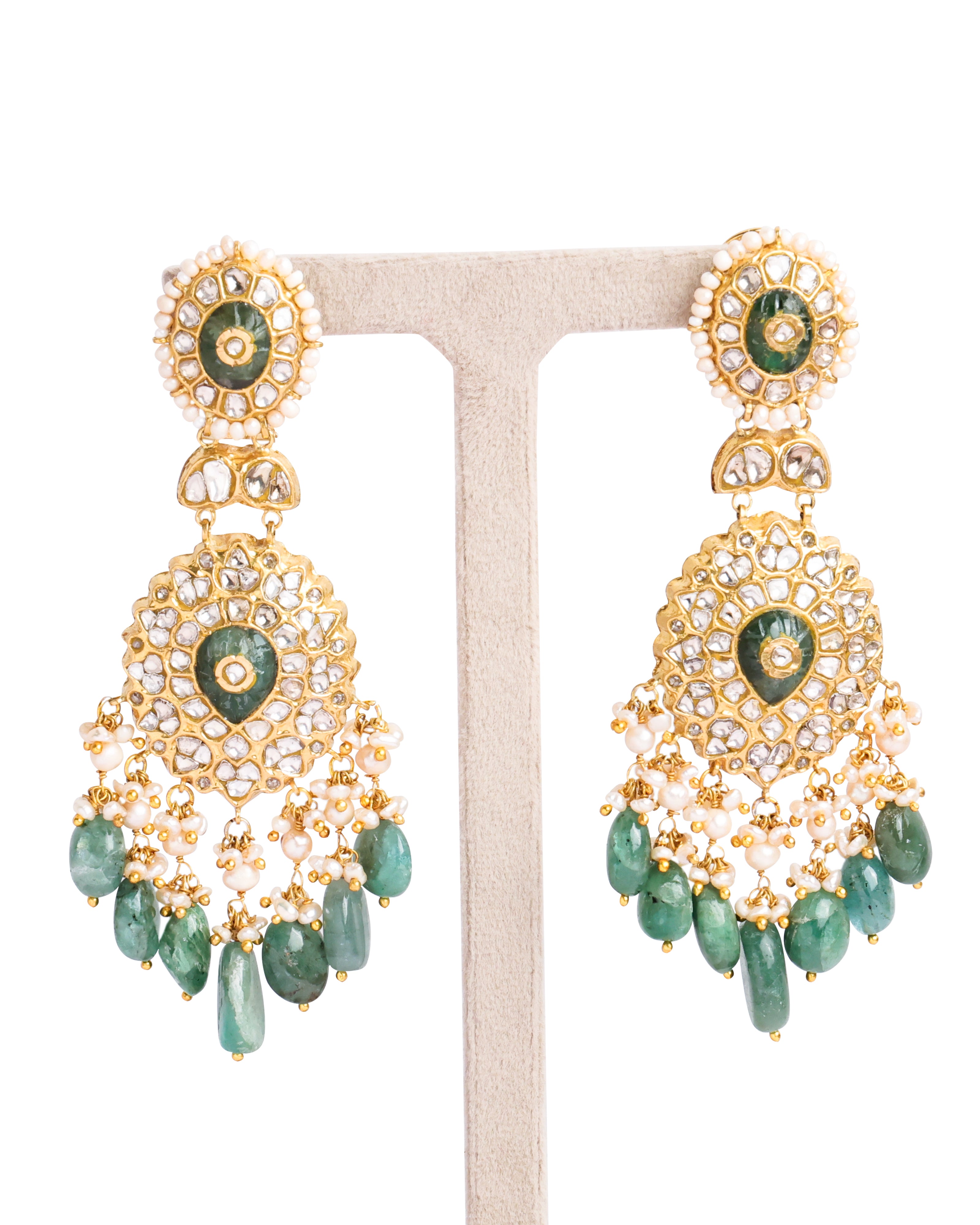Meenaz Polki Long Earrings