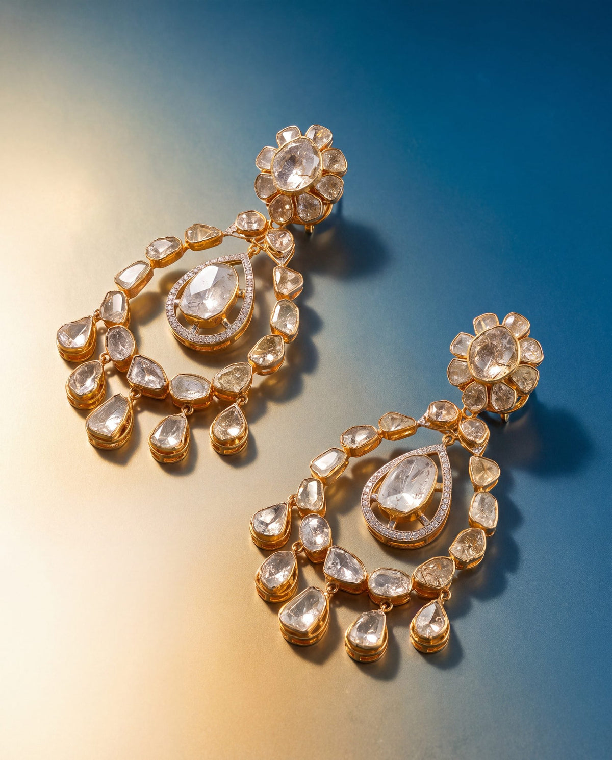 Kalini Polki And Diamond Long Earrings