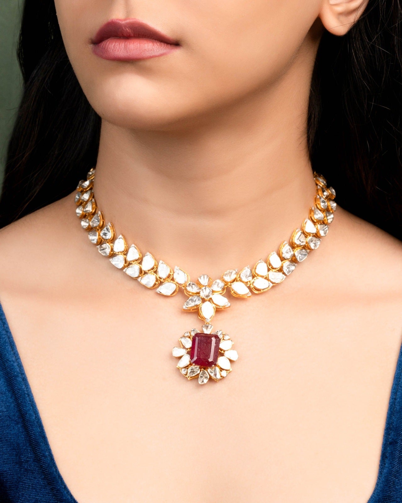 Daisy Polki And Diamond Necklace