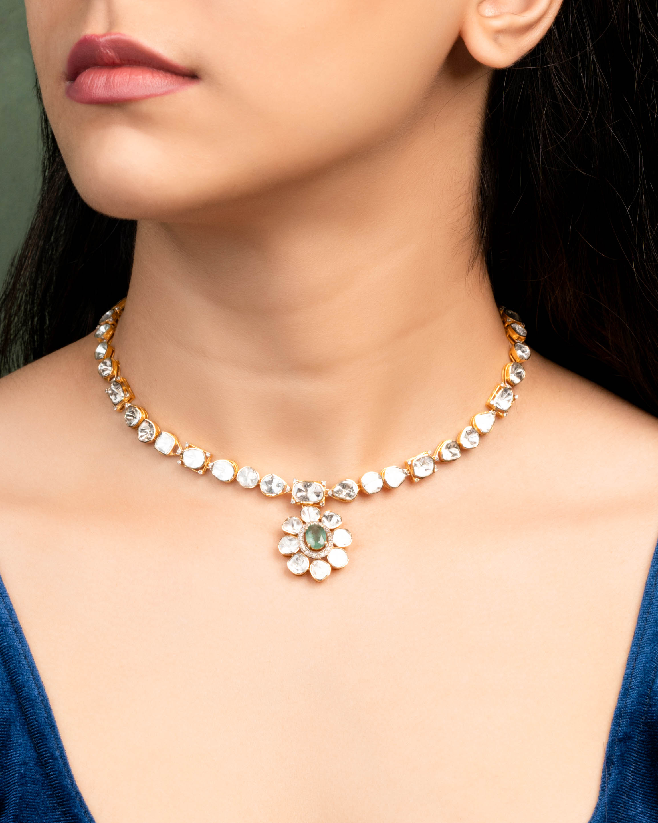 Vishala Polki And Diamond Necklace