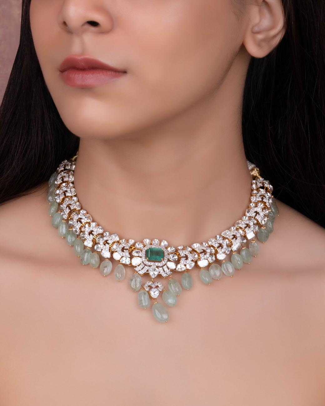 Priya Polki And Diamond Necklace