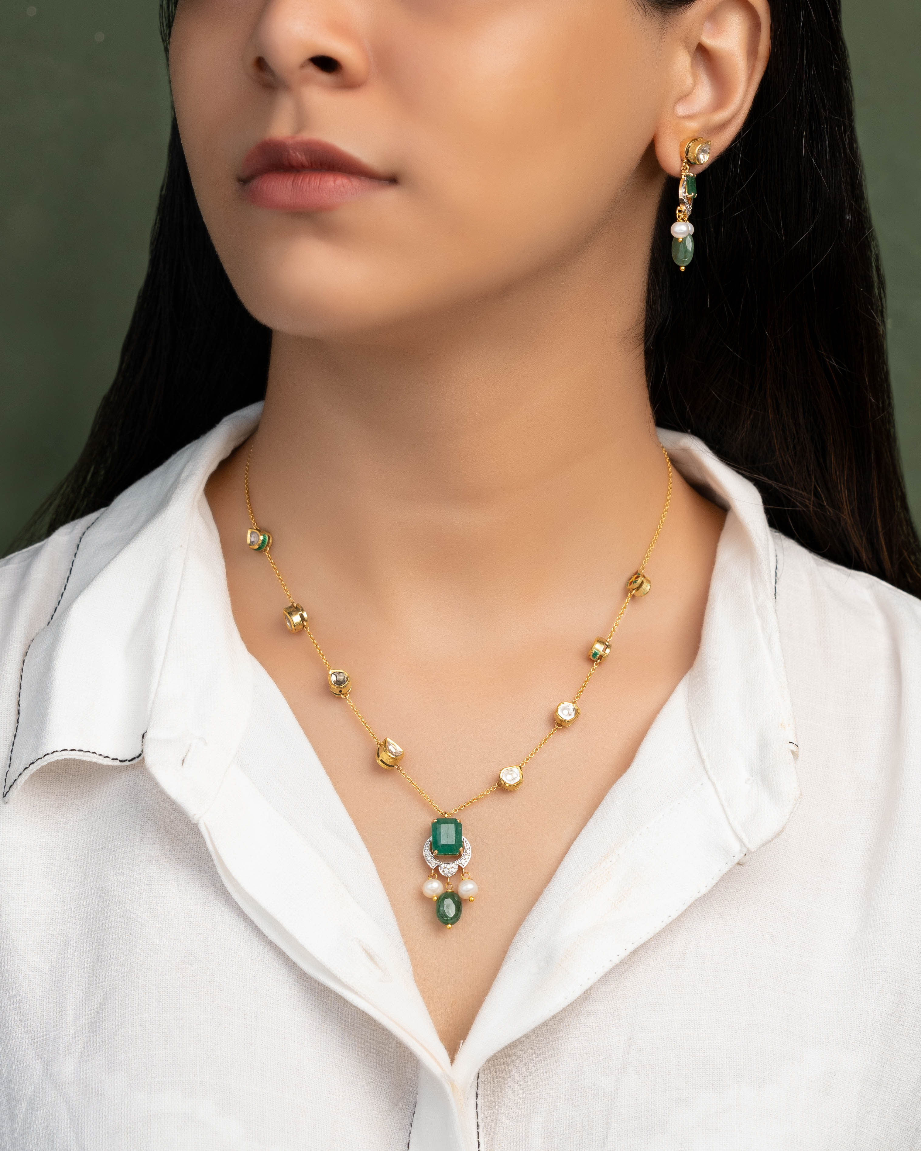 Sameera Polki And Diamond Pendant