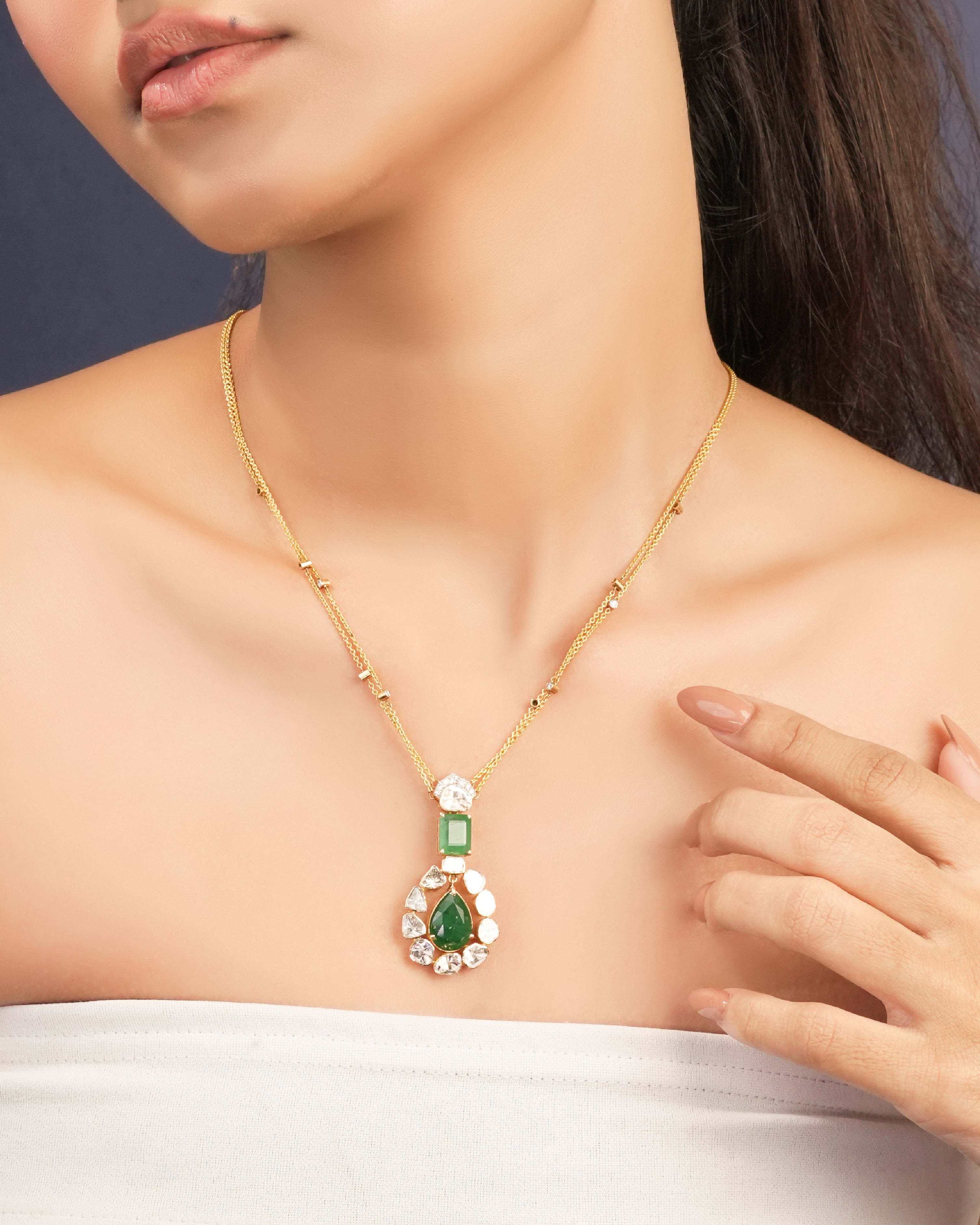 Chaetali Polki And Diamond Pendant