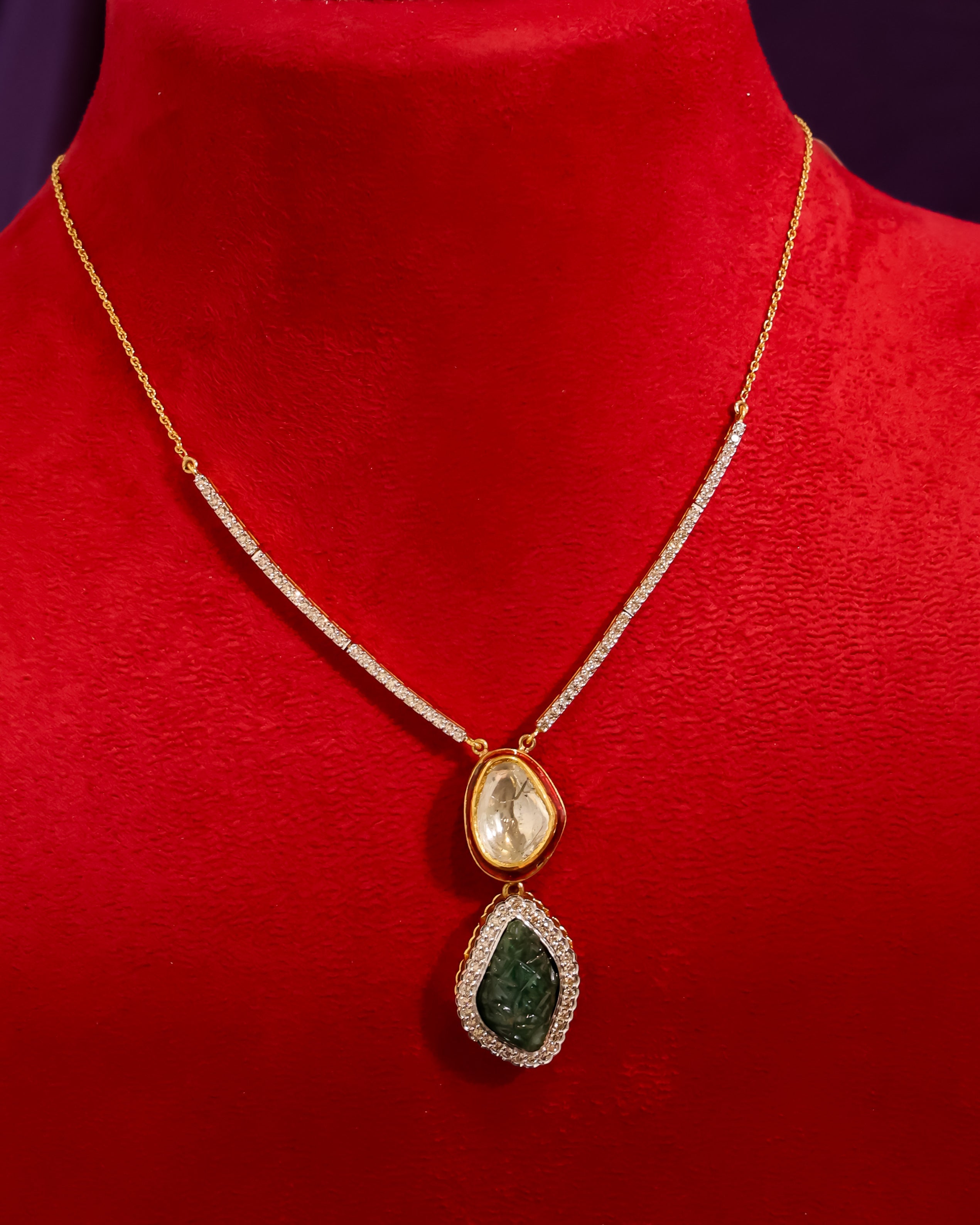 Polki And Diamond Pendant