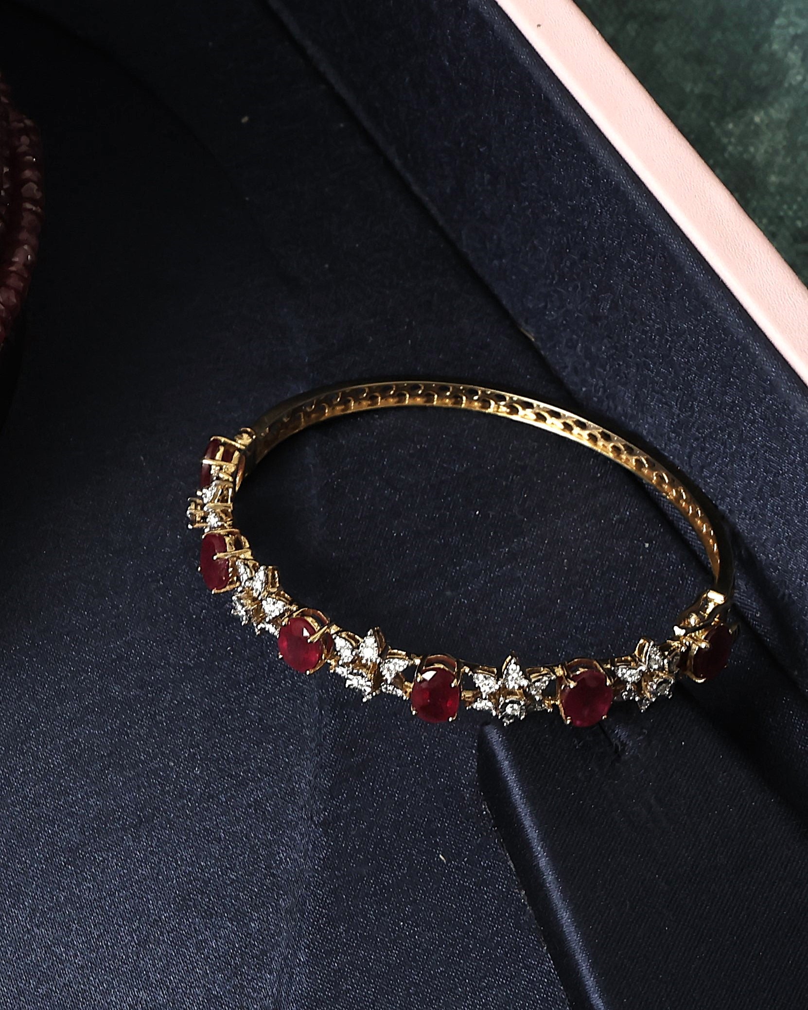 Red Stone Diamond Bangle