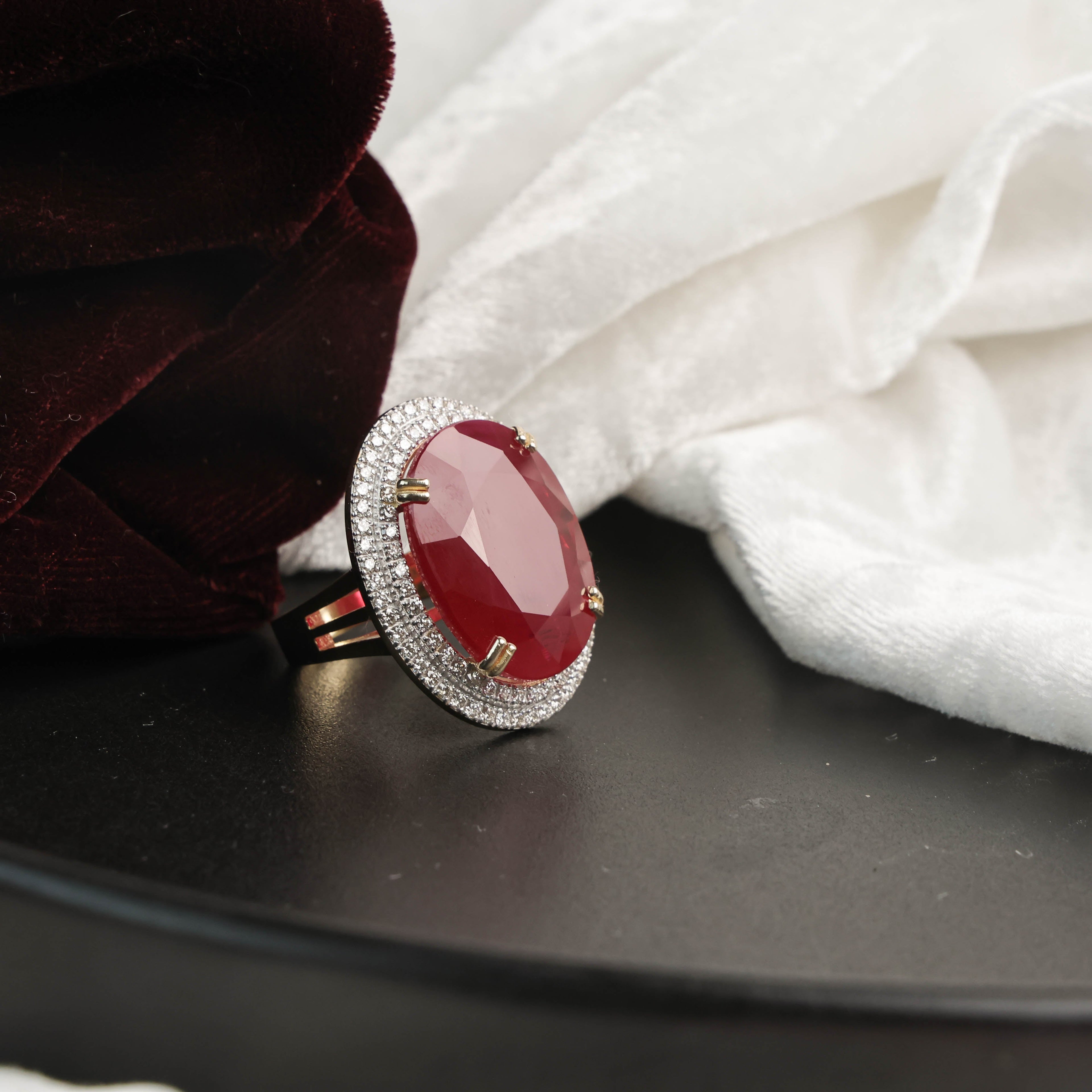 Ruby Stone Diamond Ring