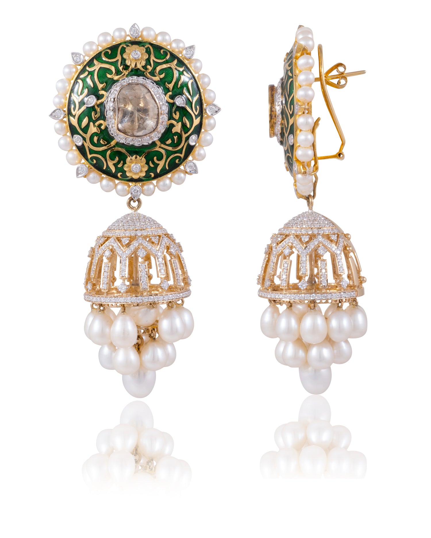 Harshiya Polki And Diamond Long Earrings