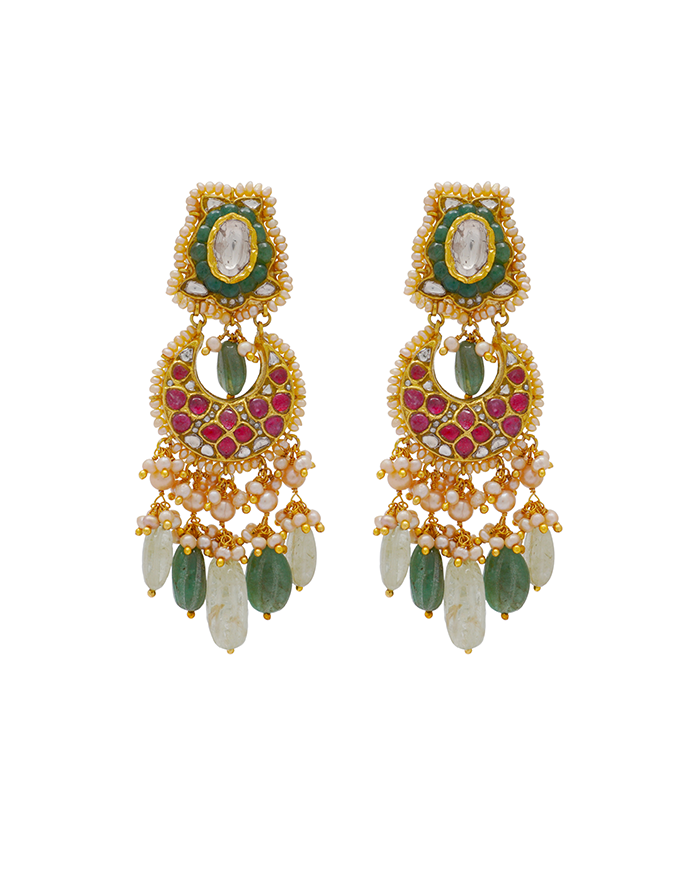 Kusuma Long Necklace And Eliseo Chandbalis Polki Set