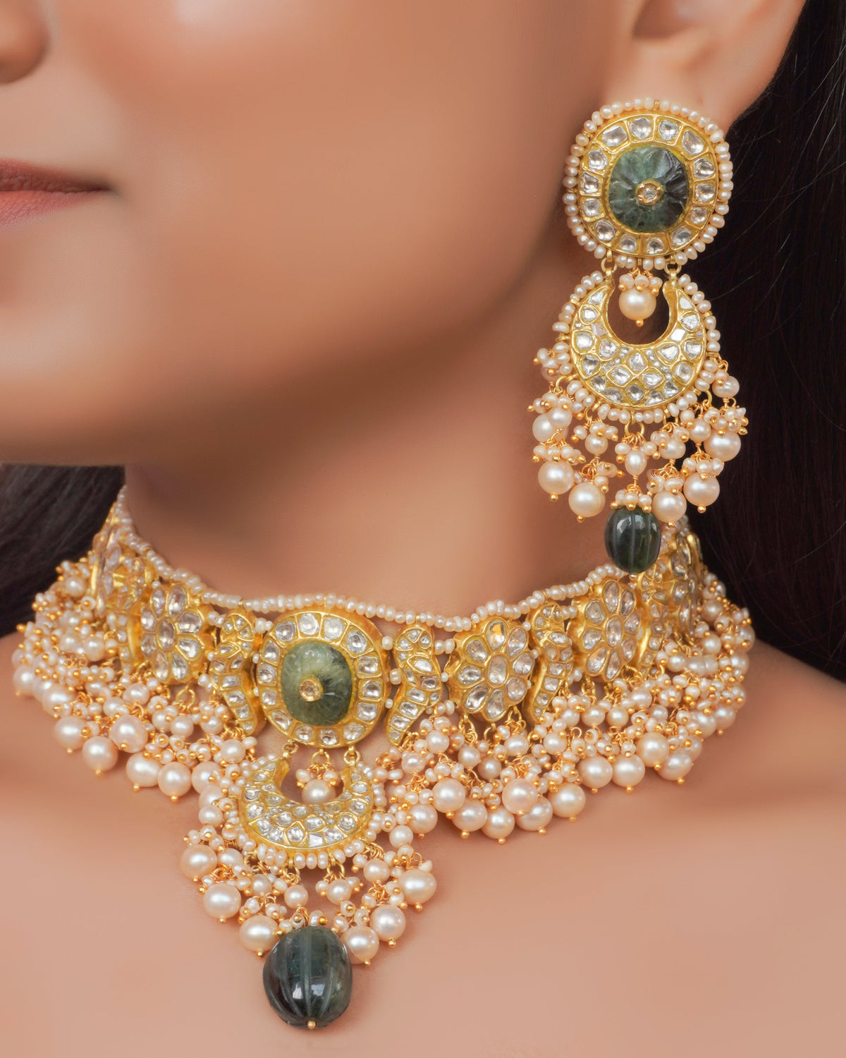 Anu Choker and Tari Chandbalis Polki Set