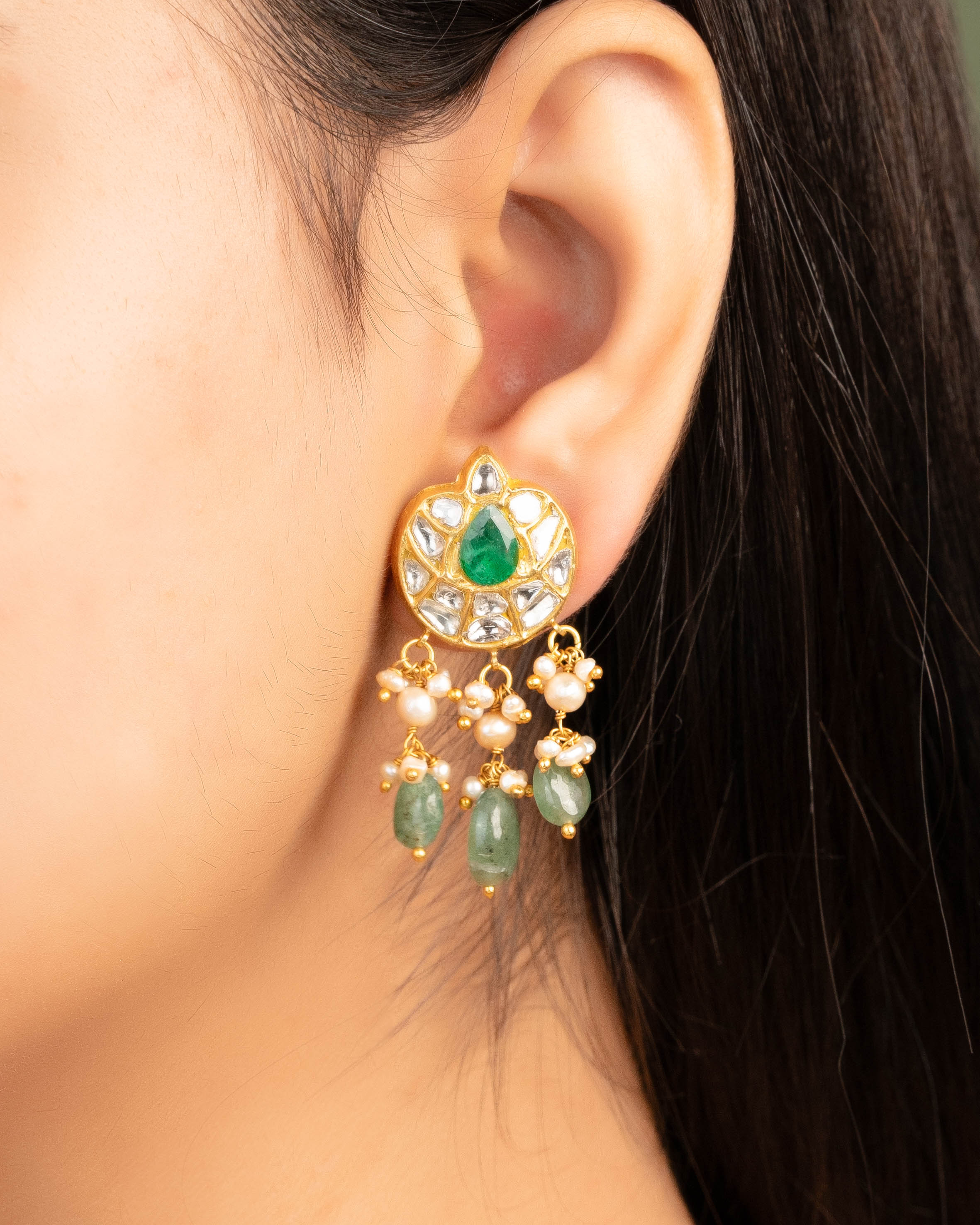 Kimika Necklace And Keyuri Tops Polki Set