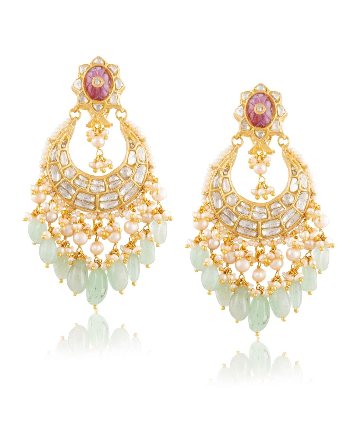 Ziya Necklace And Shivi Chandbalis Polki Set