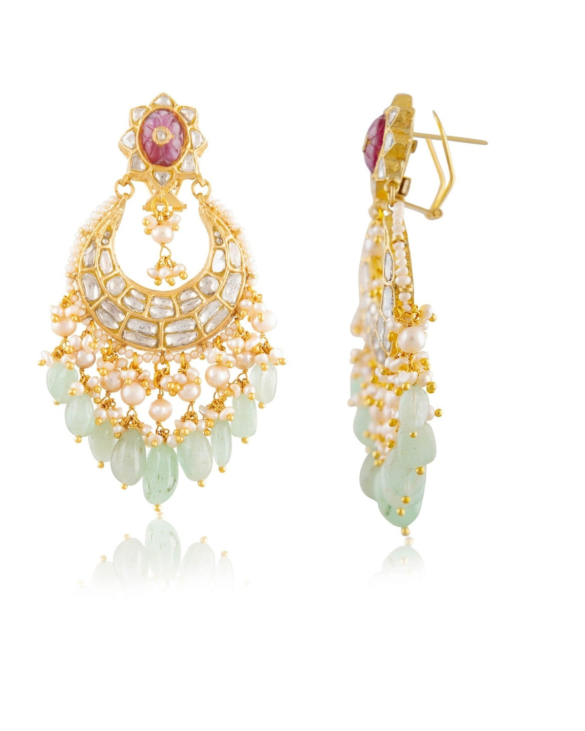 Ziya Necklace And Shivi Chandbalis Polki Set
