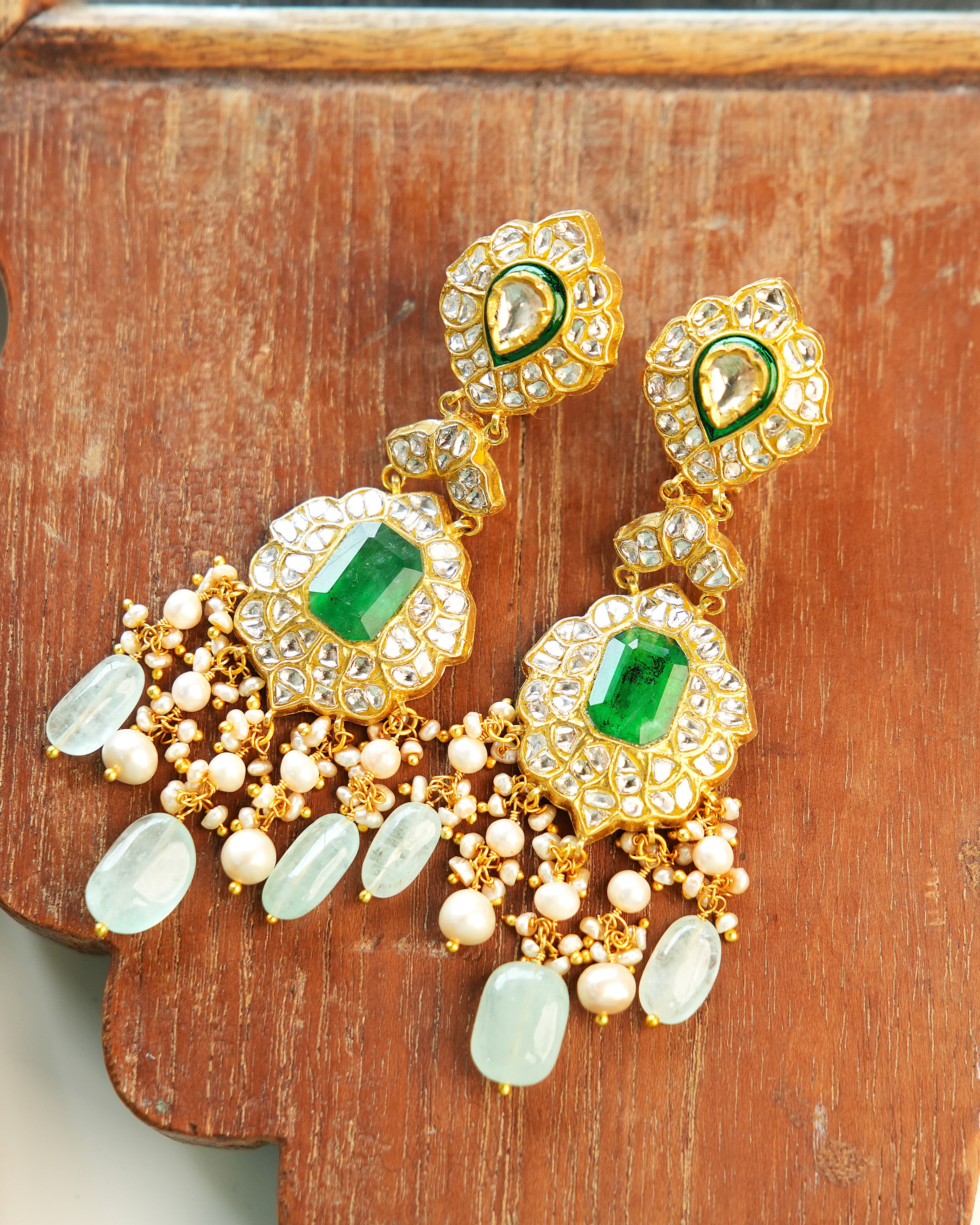 Kirstin Polki Long Earrings