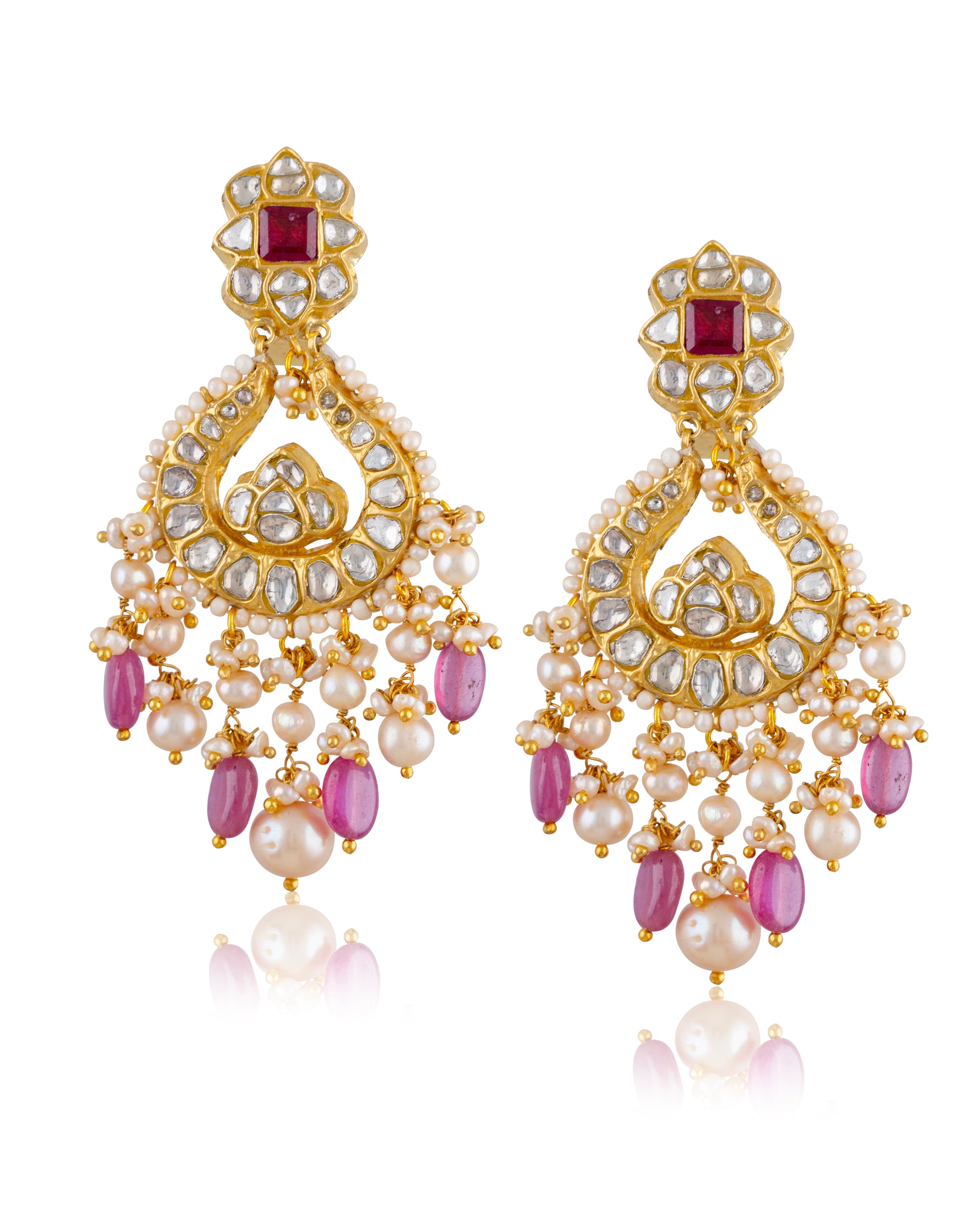 Tanvi Necklace And Radhika Chandbalis Polki Set