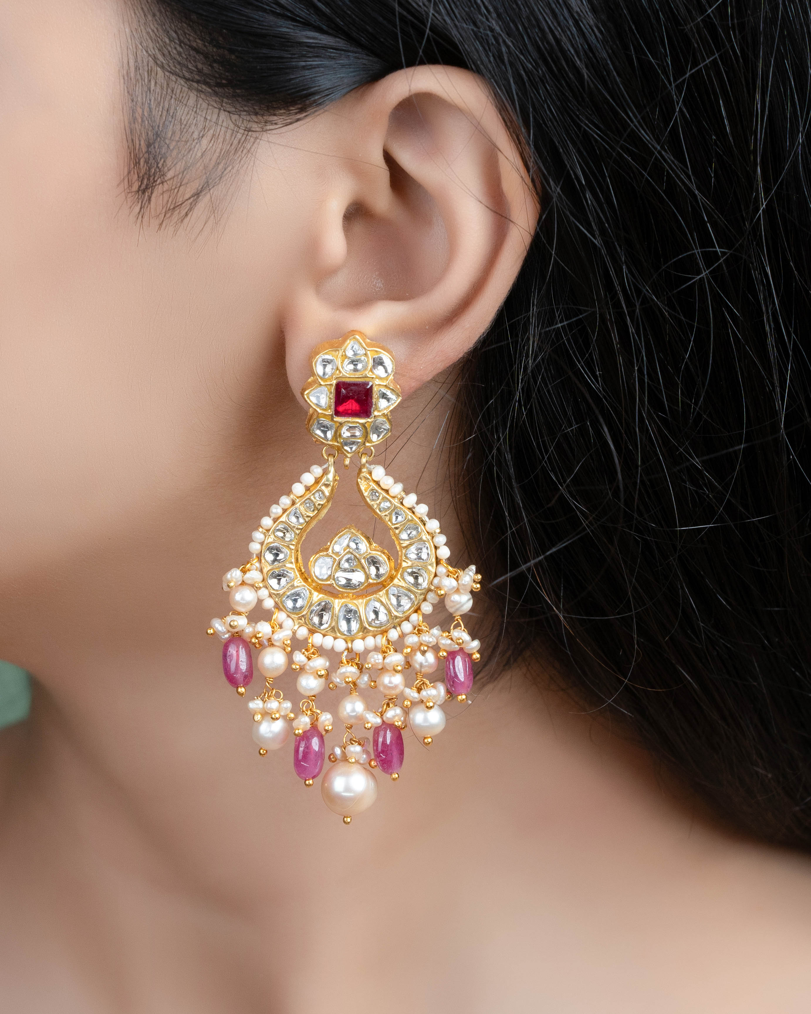 Tanvi Necklace And Radhika Chandbalis Polki Set