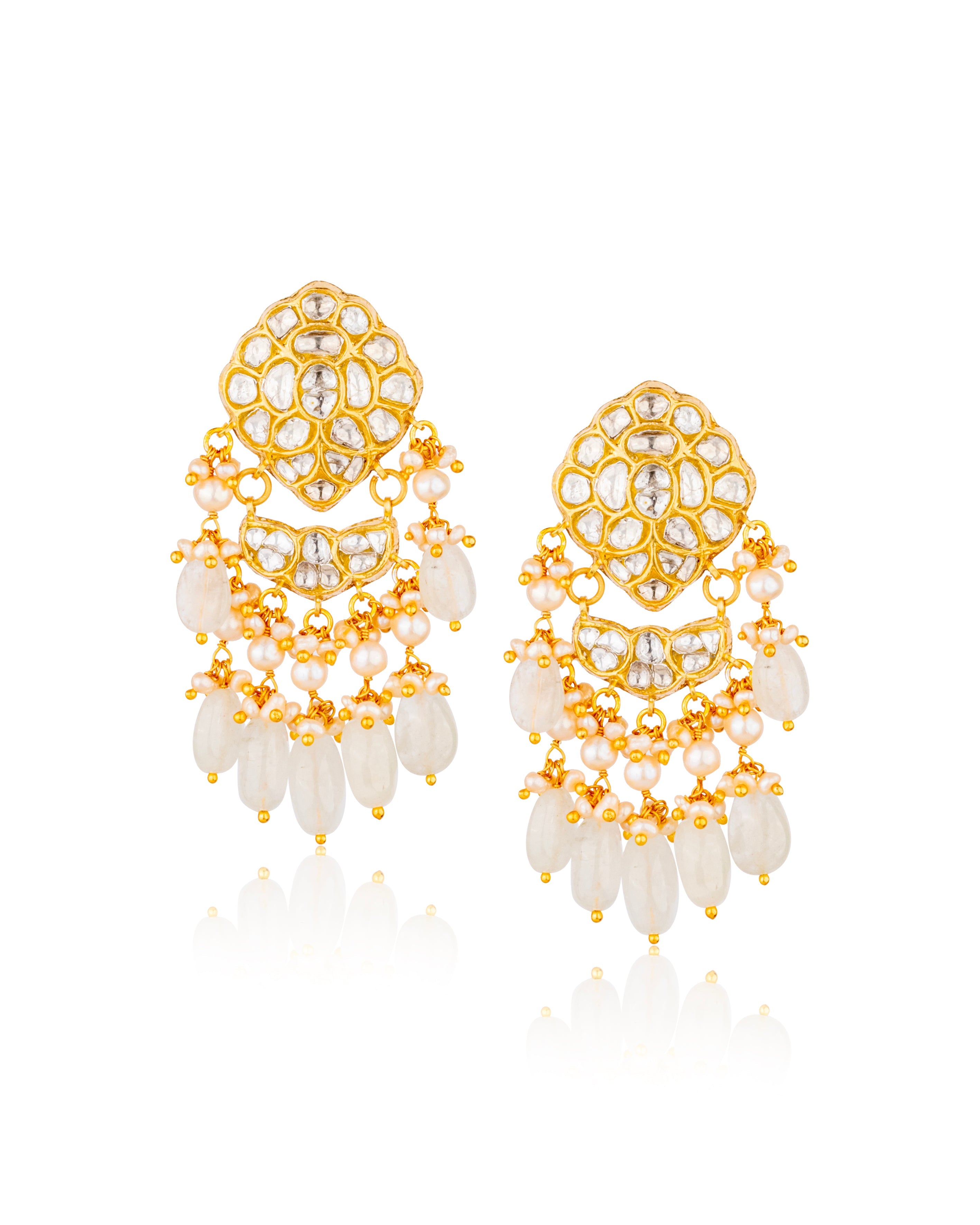 Ziva Polki Long Earrings