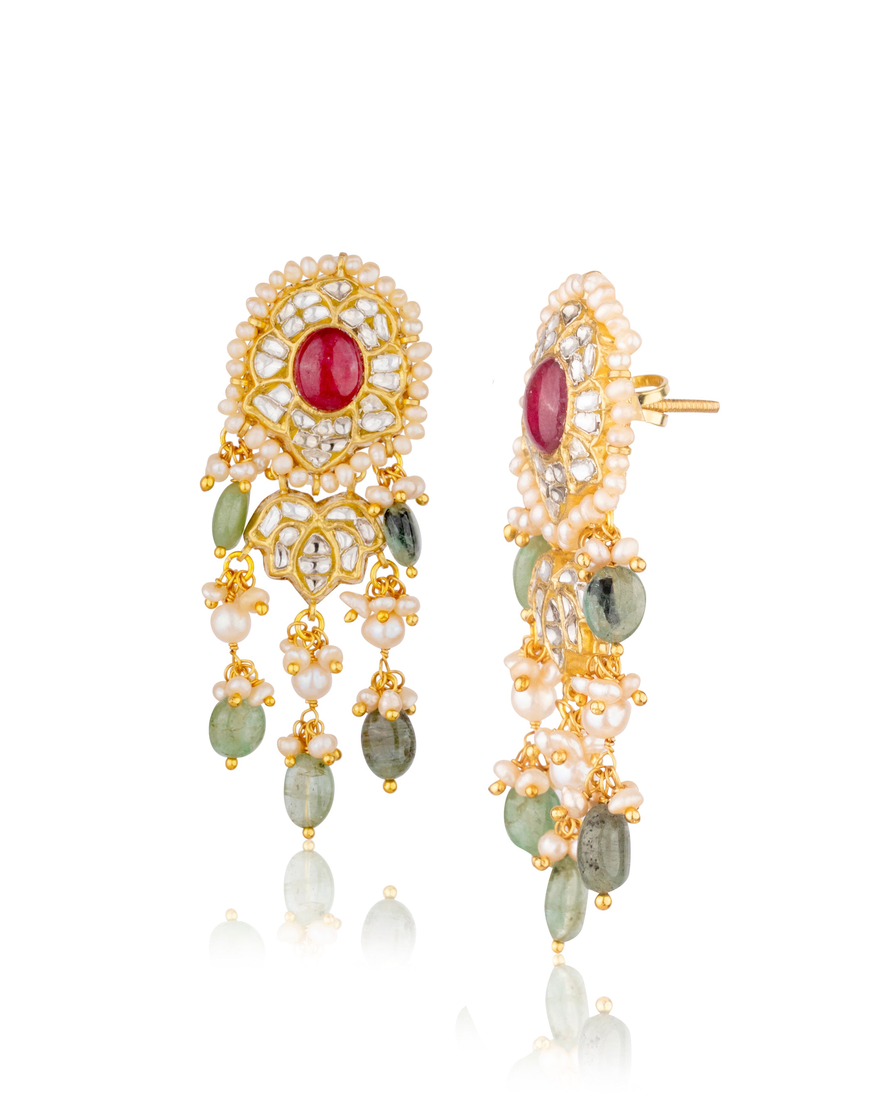 Niva Polki Long Earrings