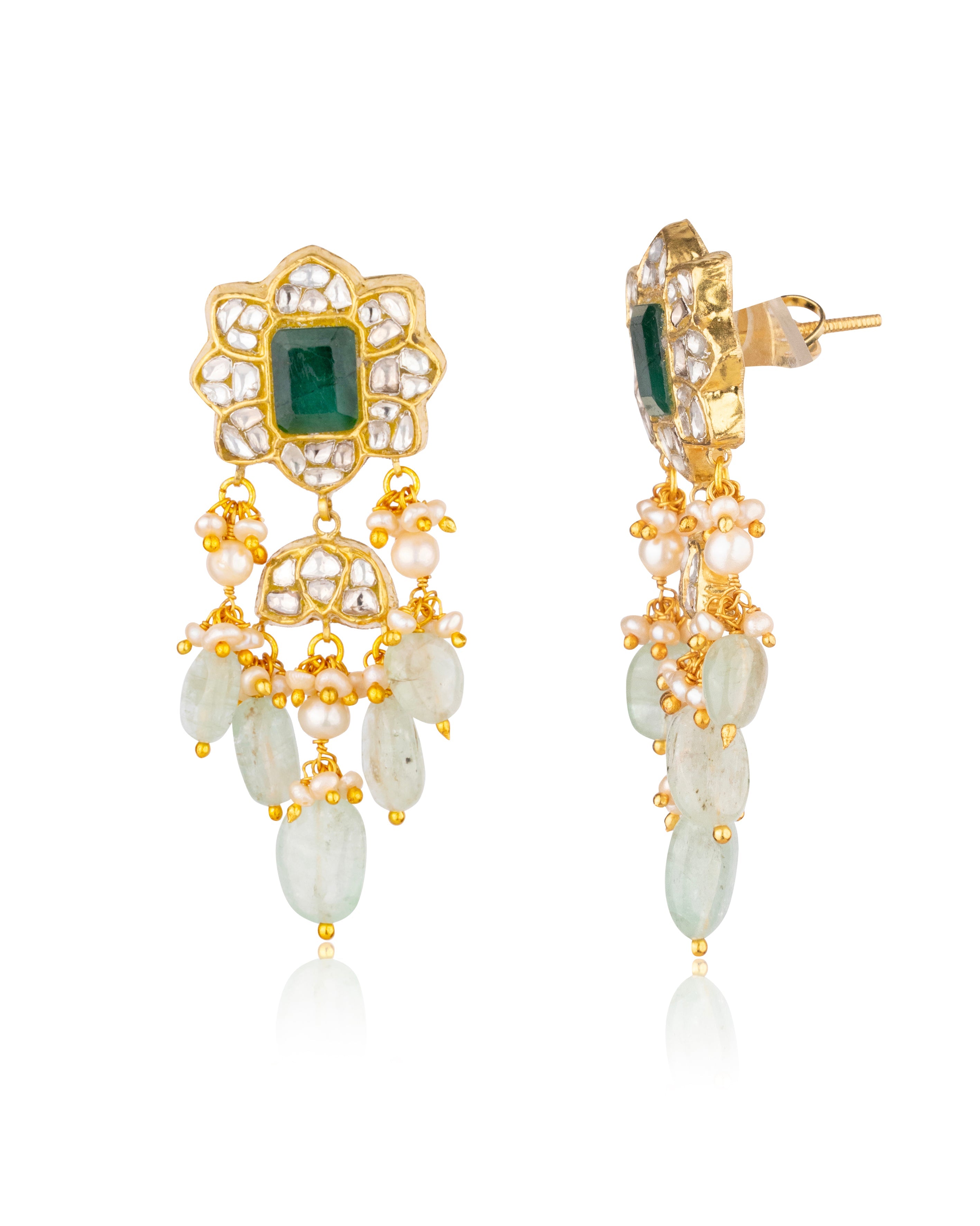 Meera Polki Long Earrings