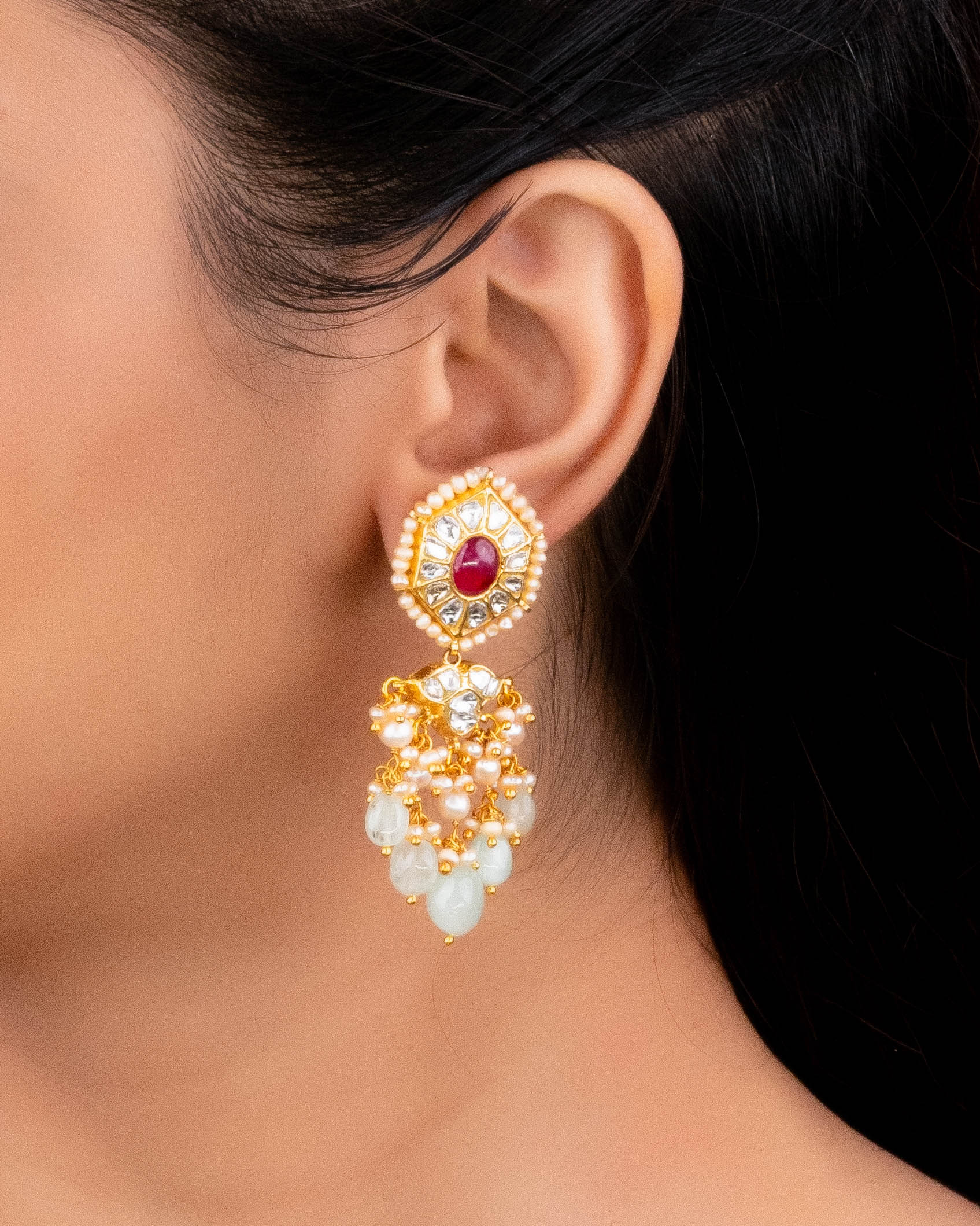 Mishka Polki Long Earrings