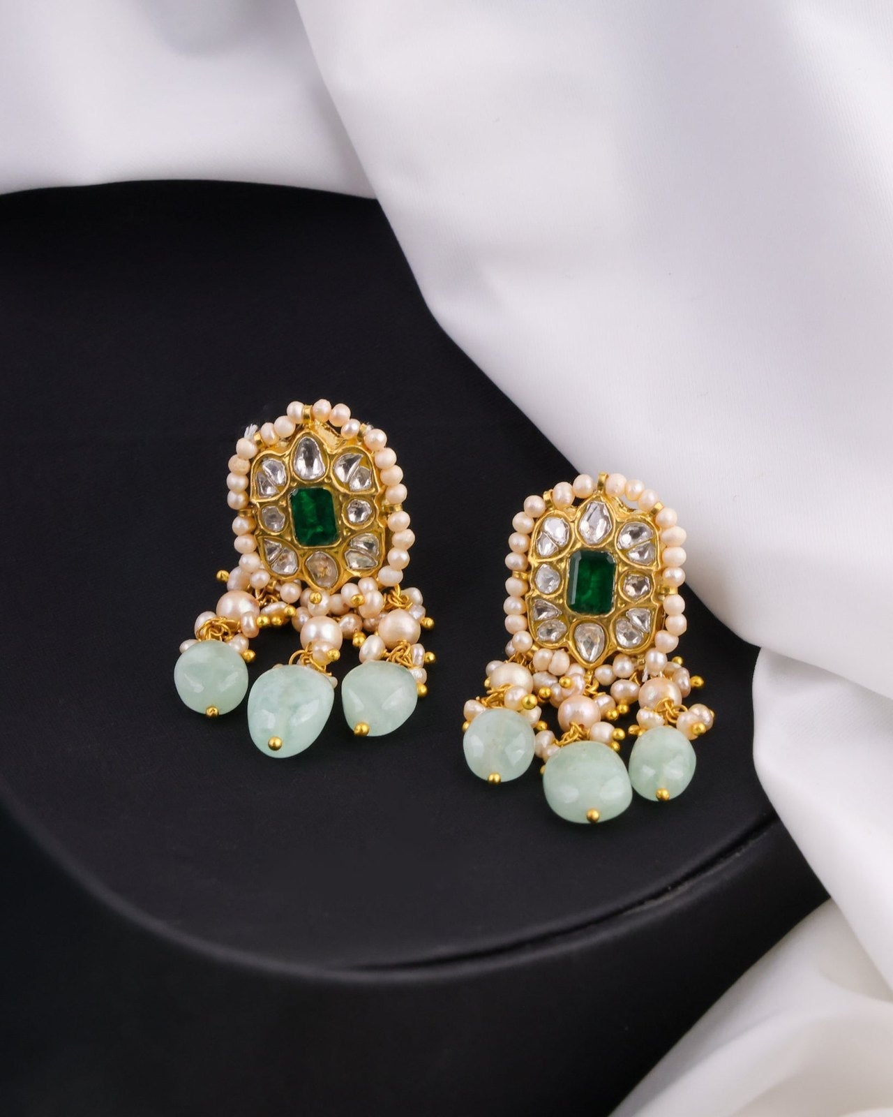 Faiza Polki Long Earrings