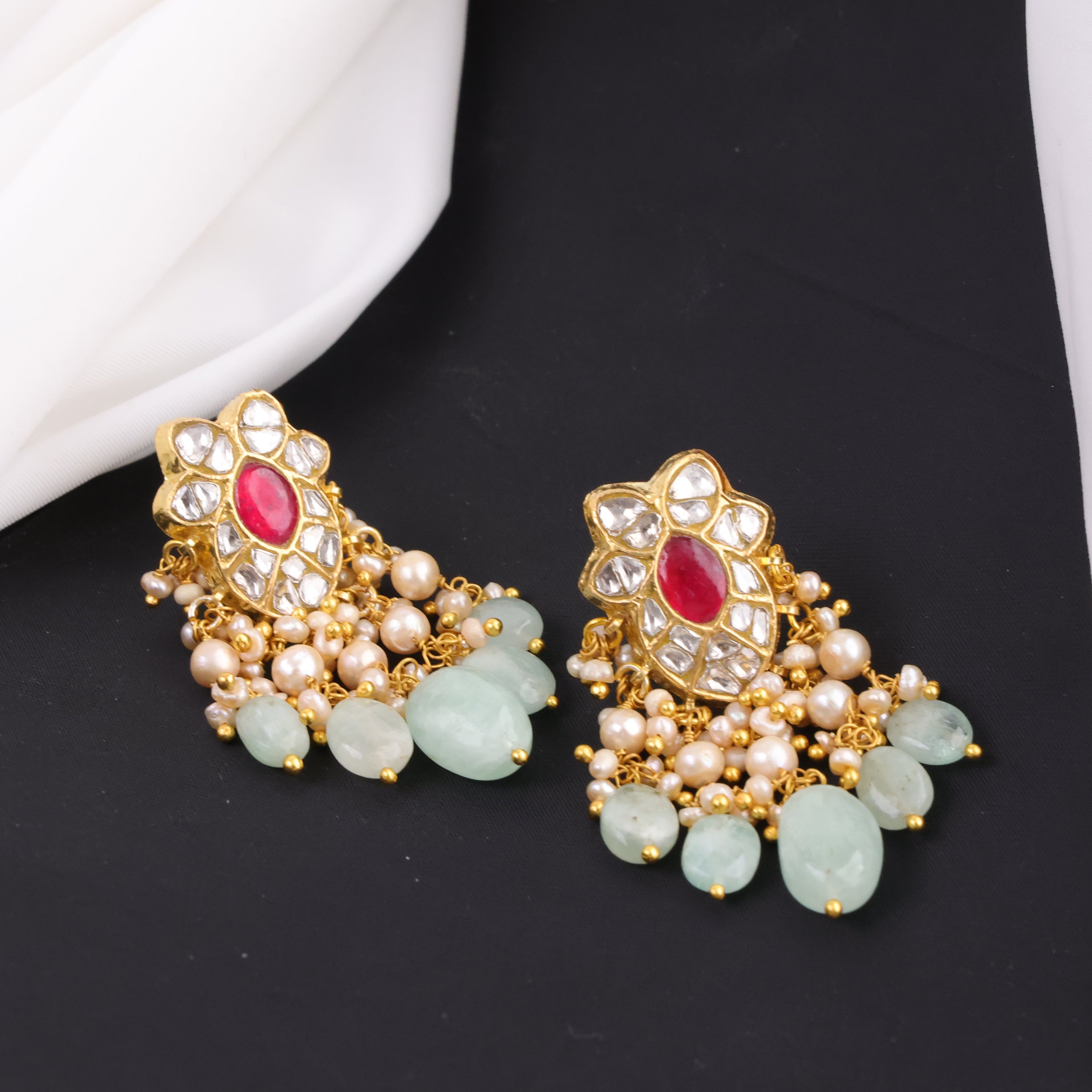 Kaushiki Necklace And Dishta Tops Polki Set