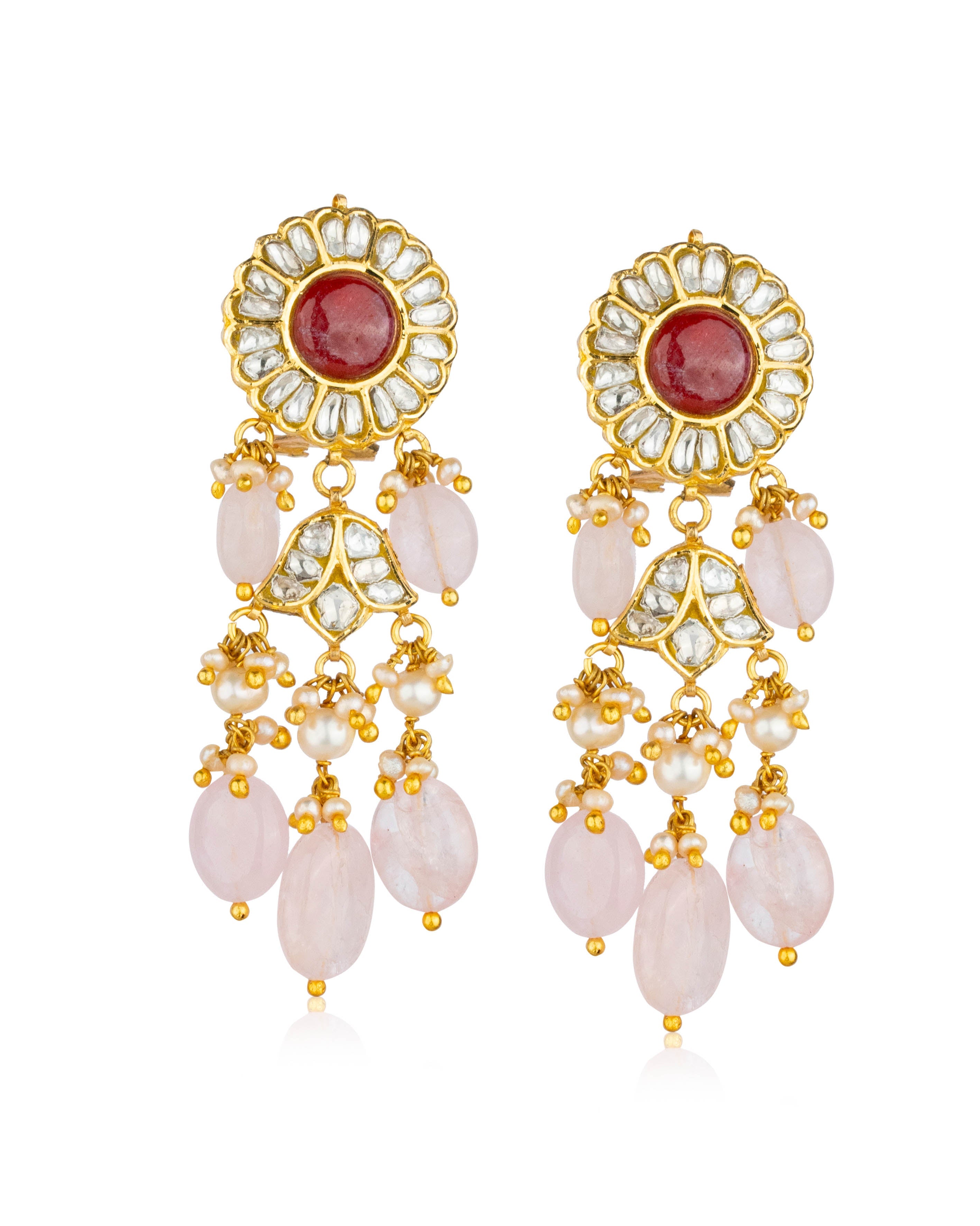 Rabia Polki Long Earrings