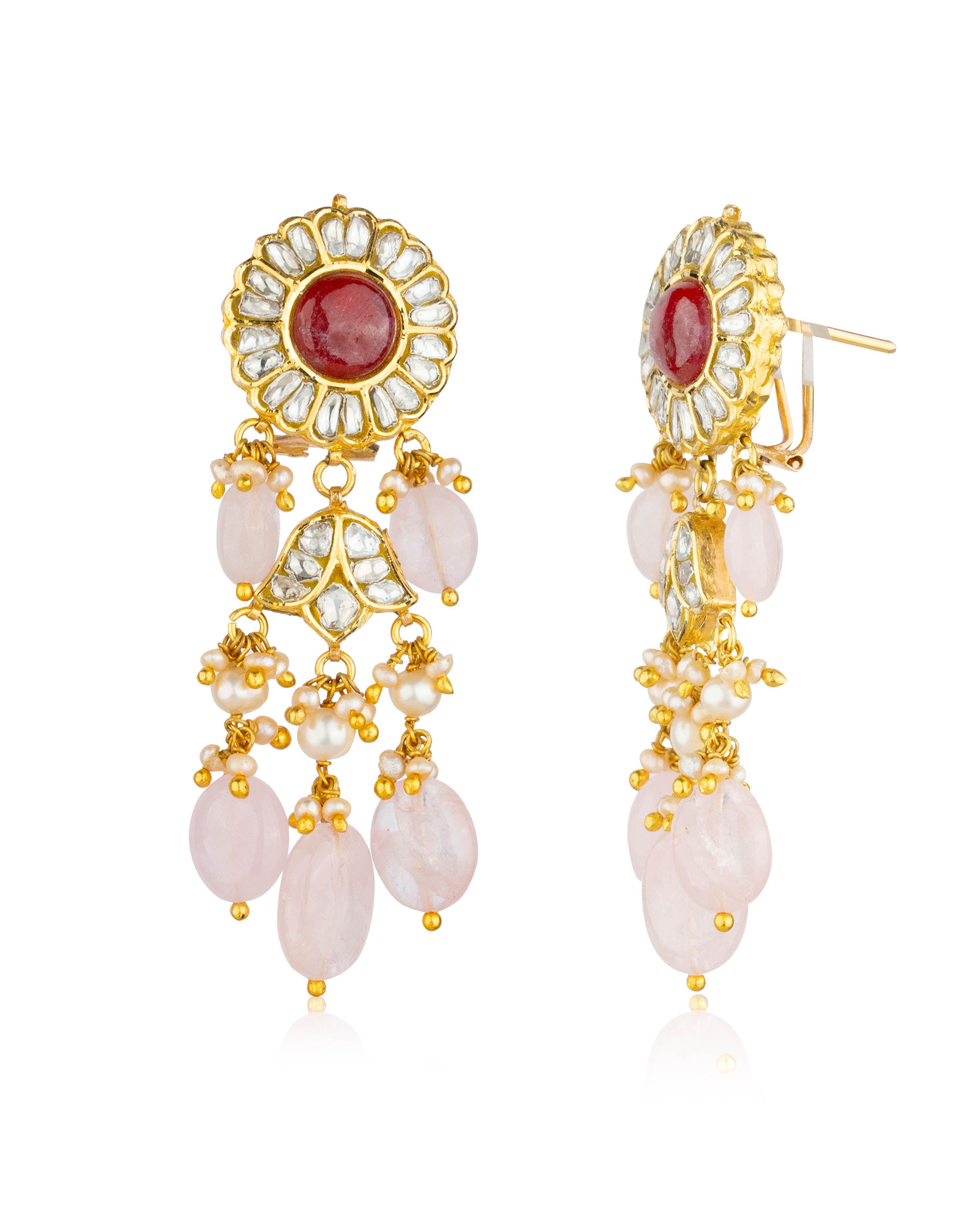 Rabia Polki Long Earrings