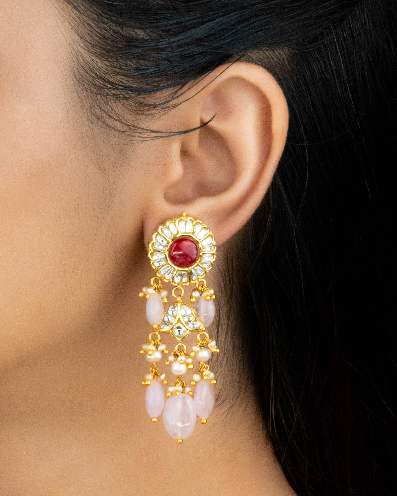 Rabia Polki Long Earrings
