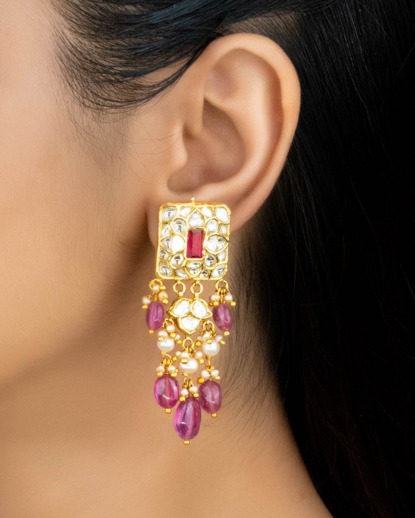 Gia Polki Long Earrings