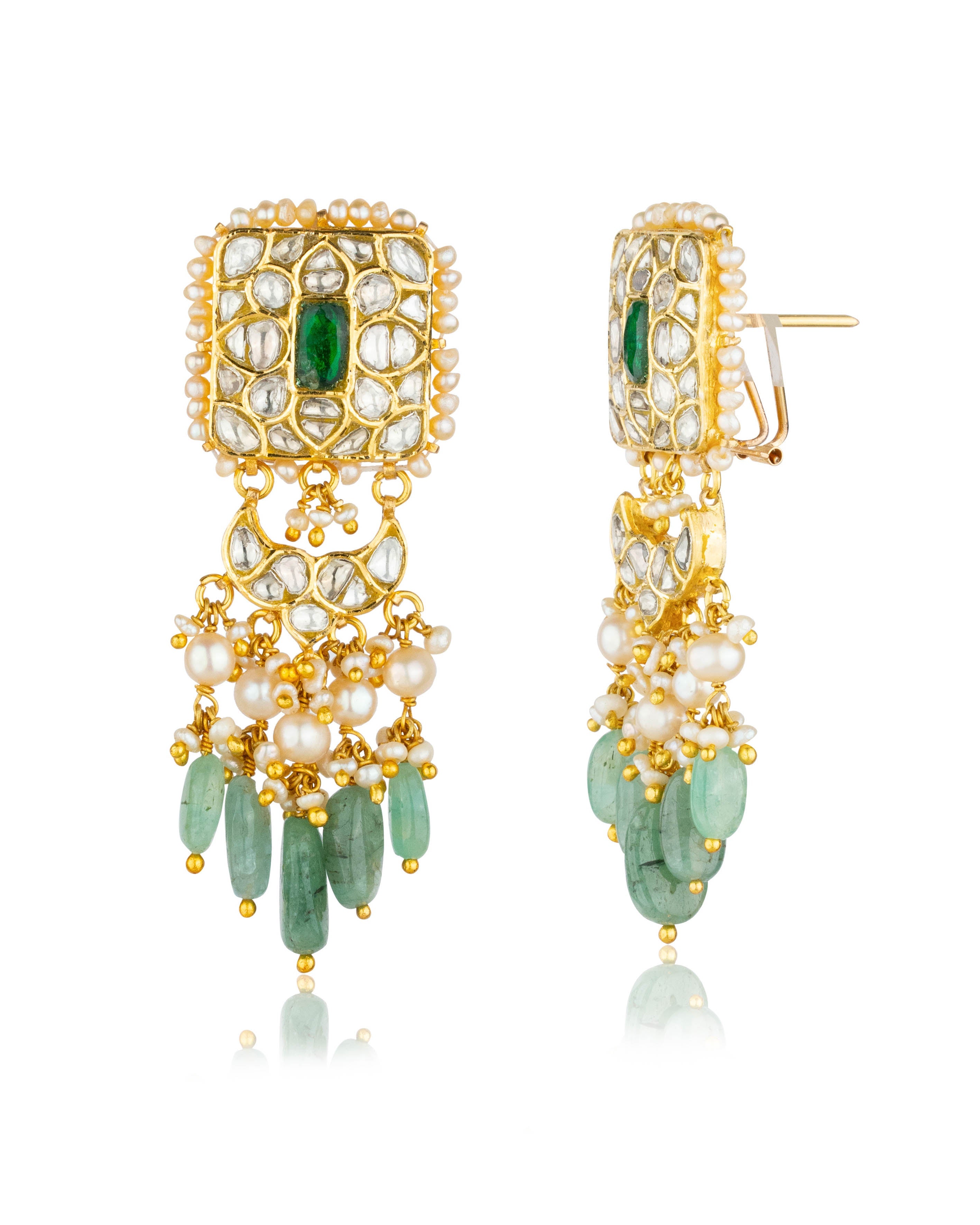 Ynez Necklace And Jeeya Chandbalis Polki Set