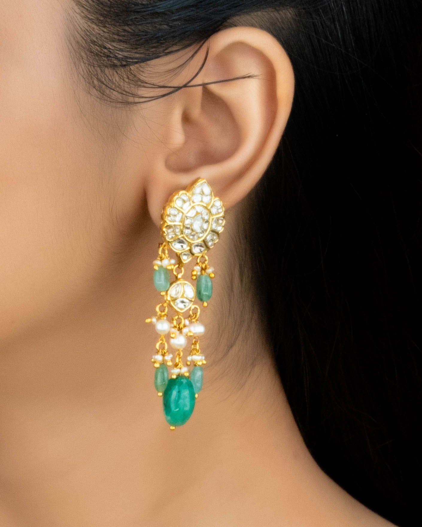 Daisy Polki Long Earrings