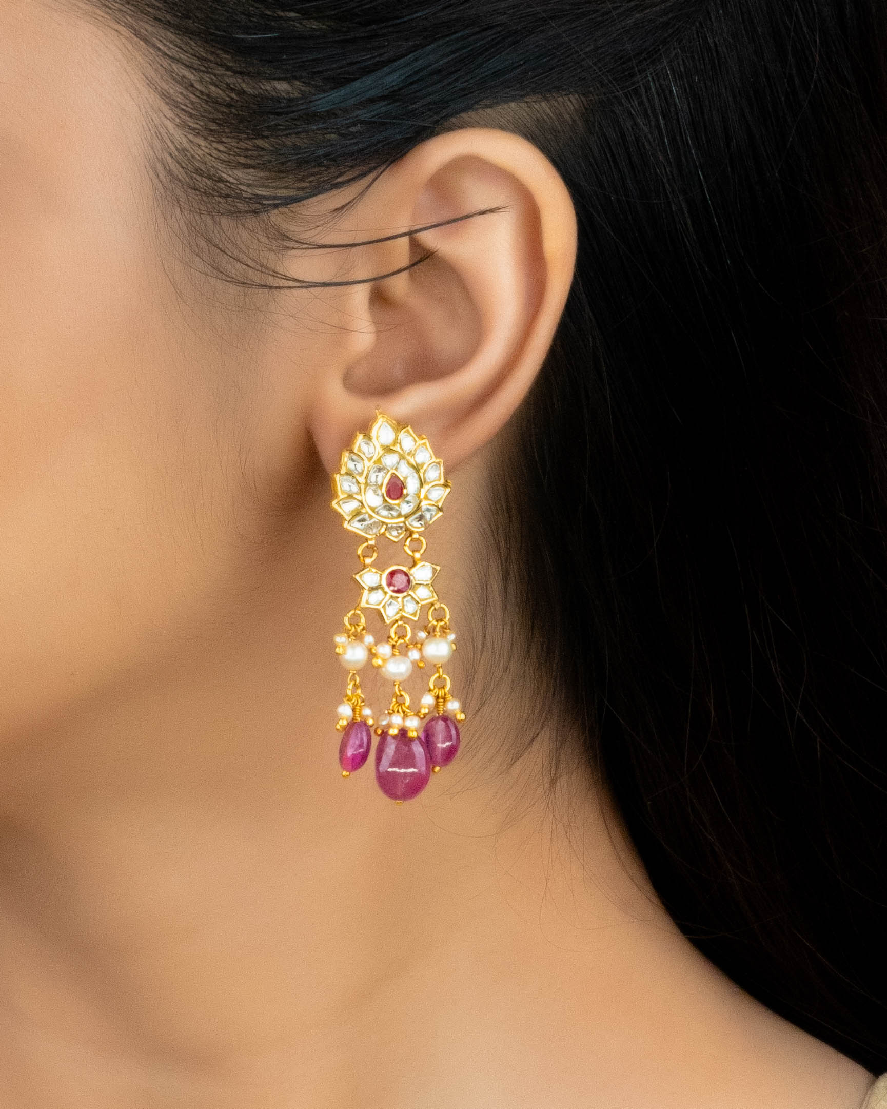 Heer Polki Long Earrings