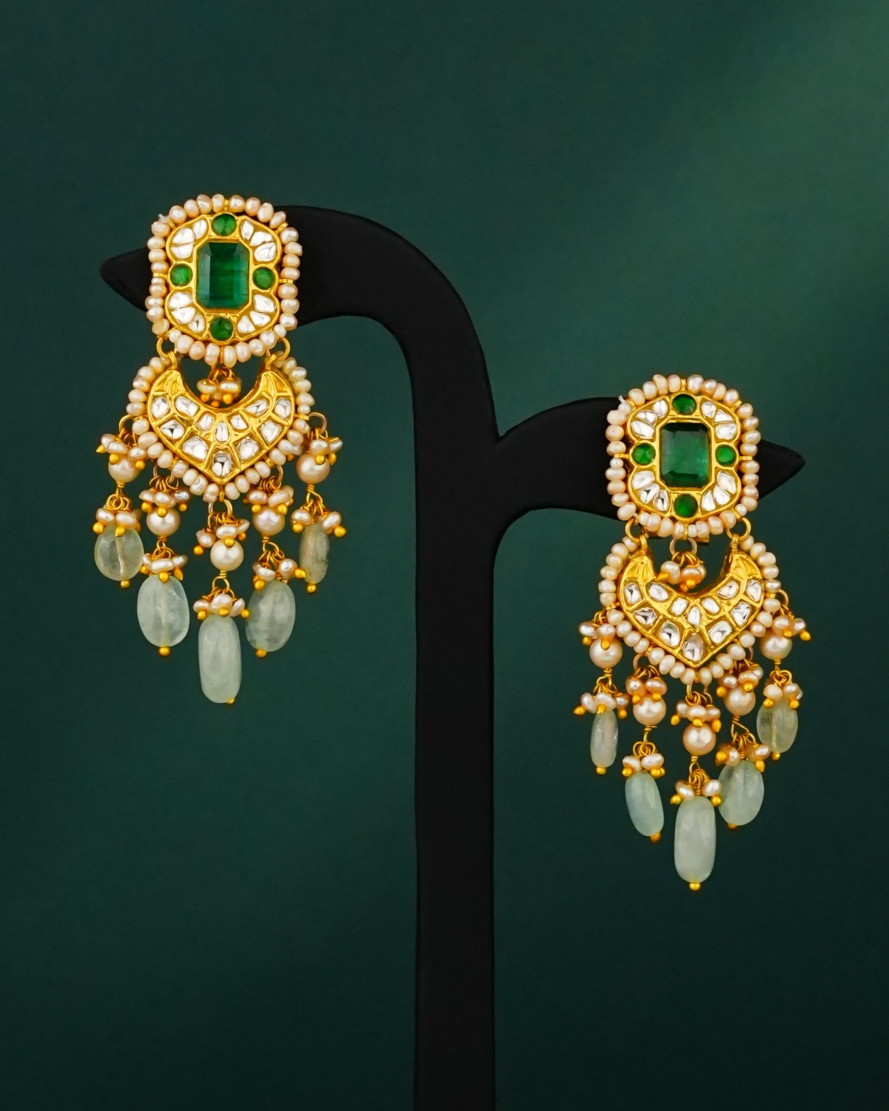 Usha Polki Long Earrings