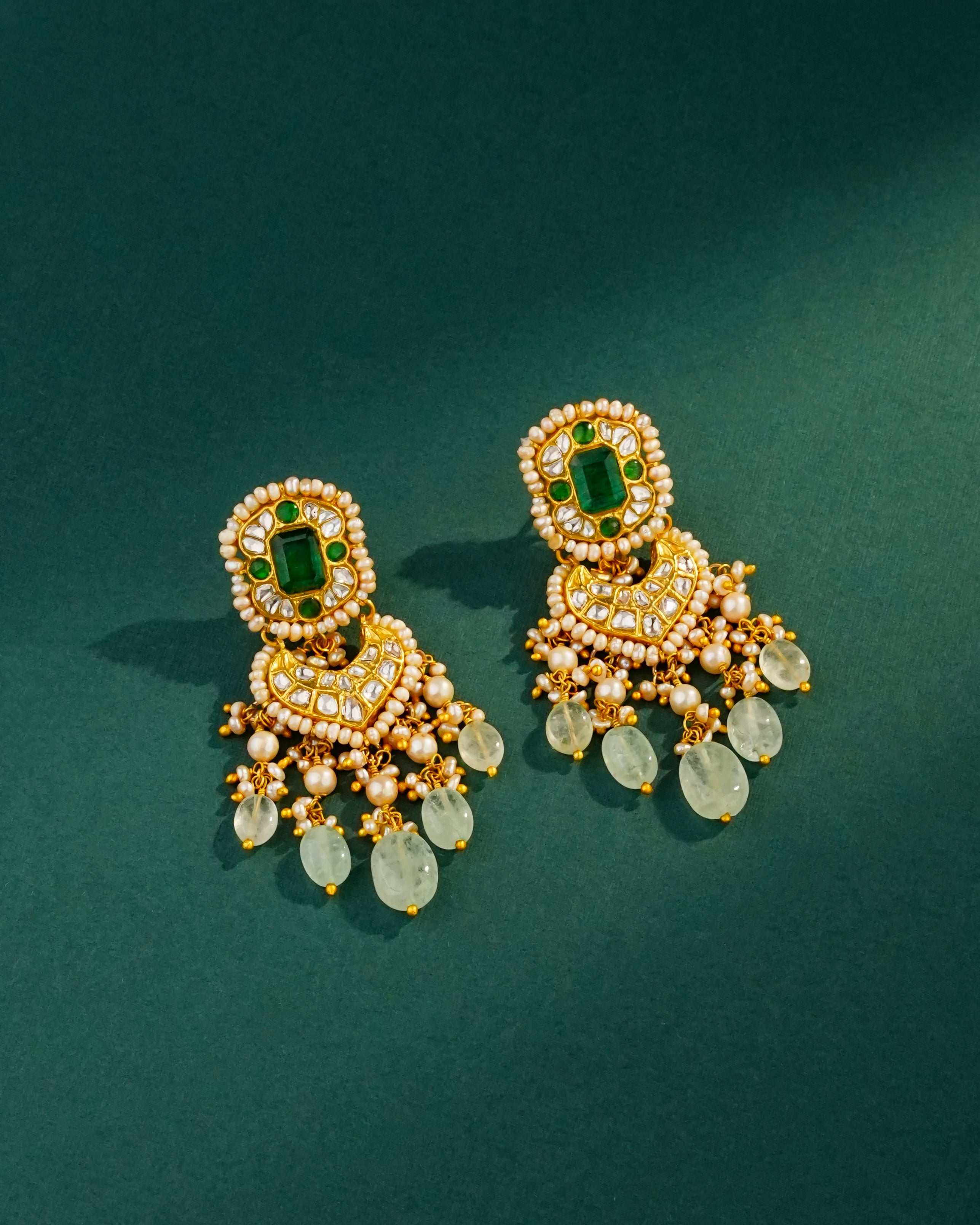 Usha Polki Long Earrings