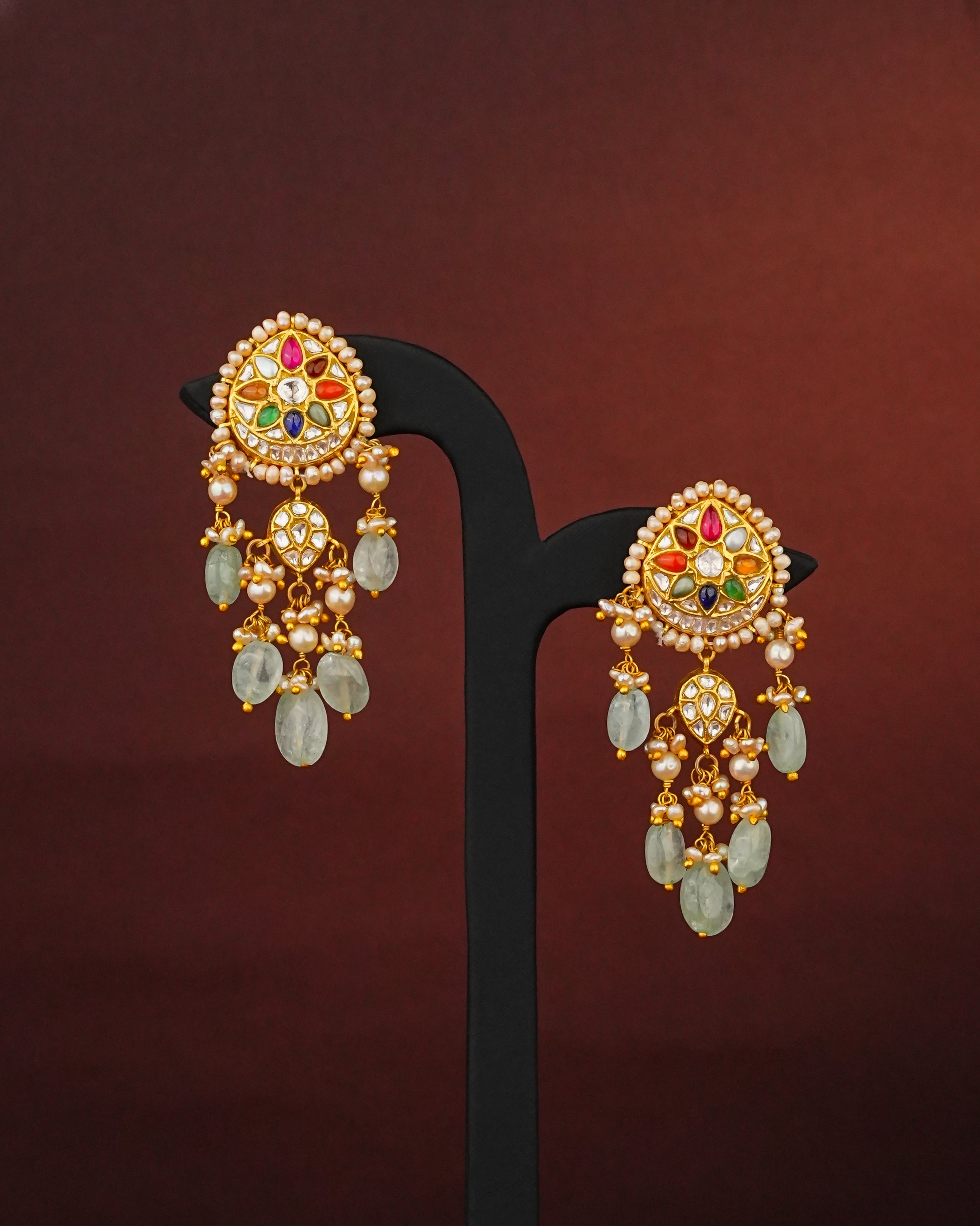 Rishma Polki Long Earrings