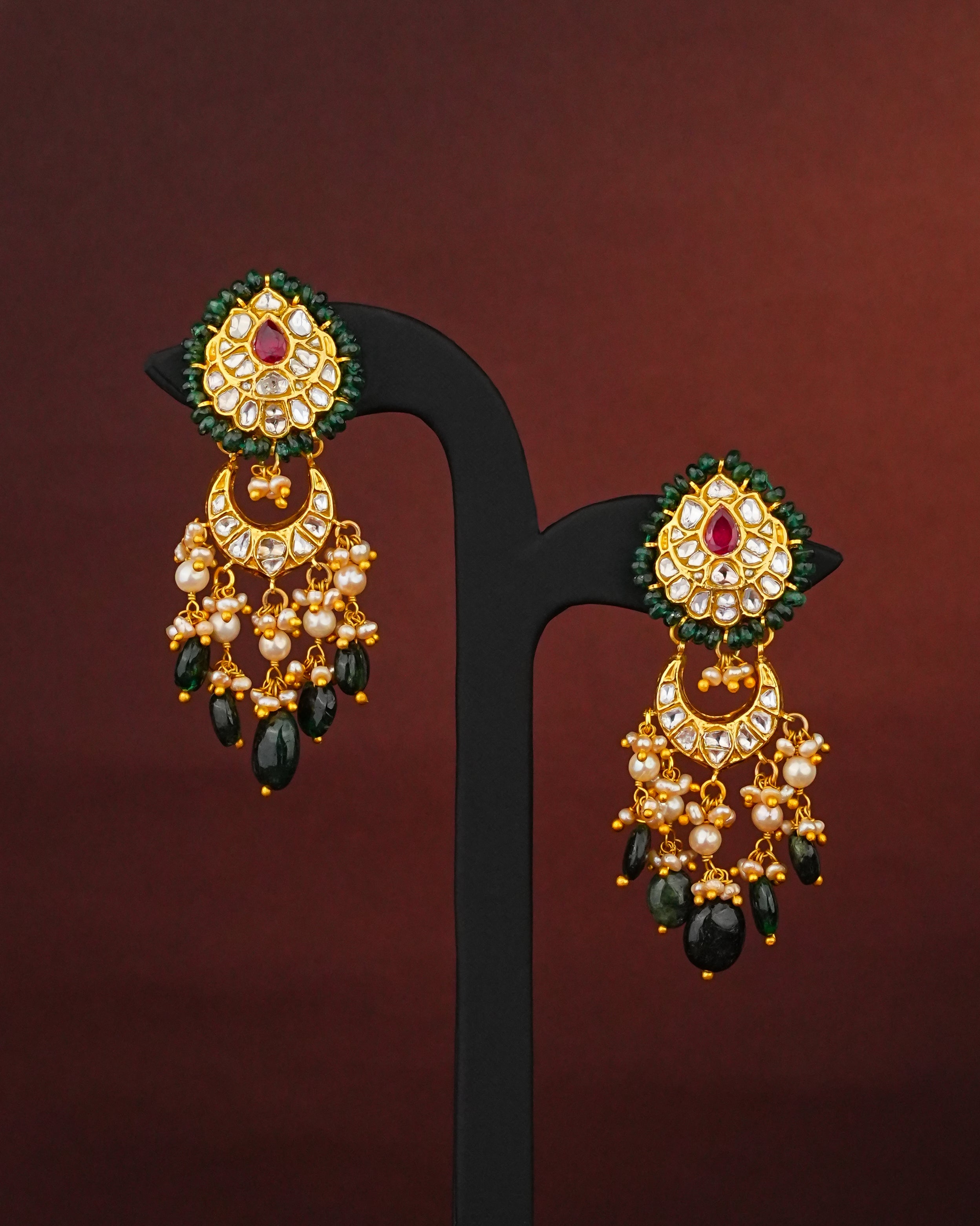 Nimra Polki Long Earrings