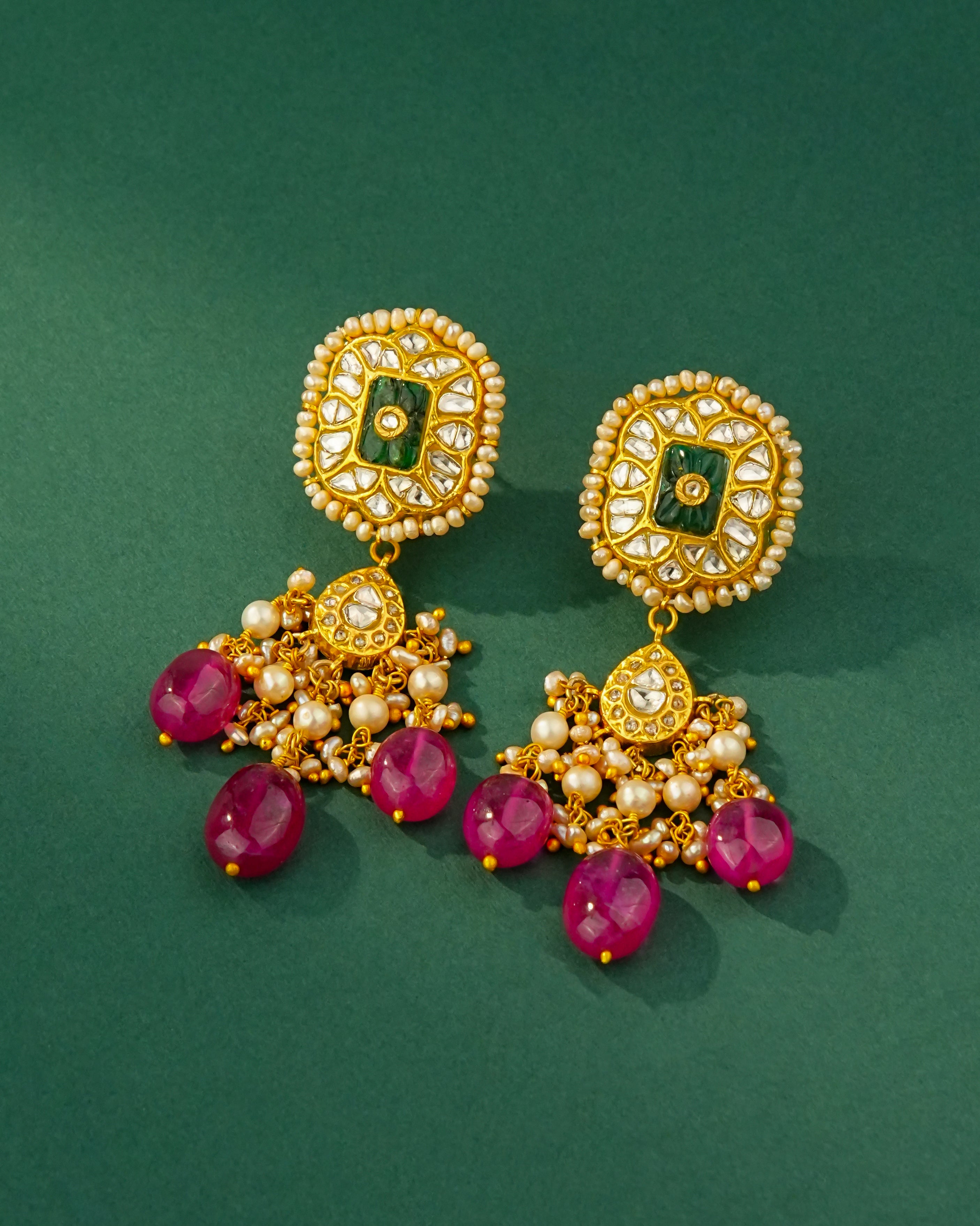 Rhea Polki Long Earrings