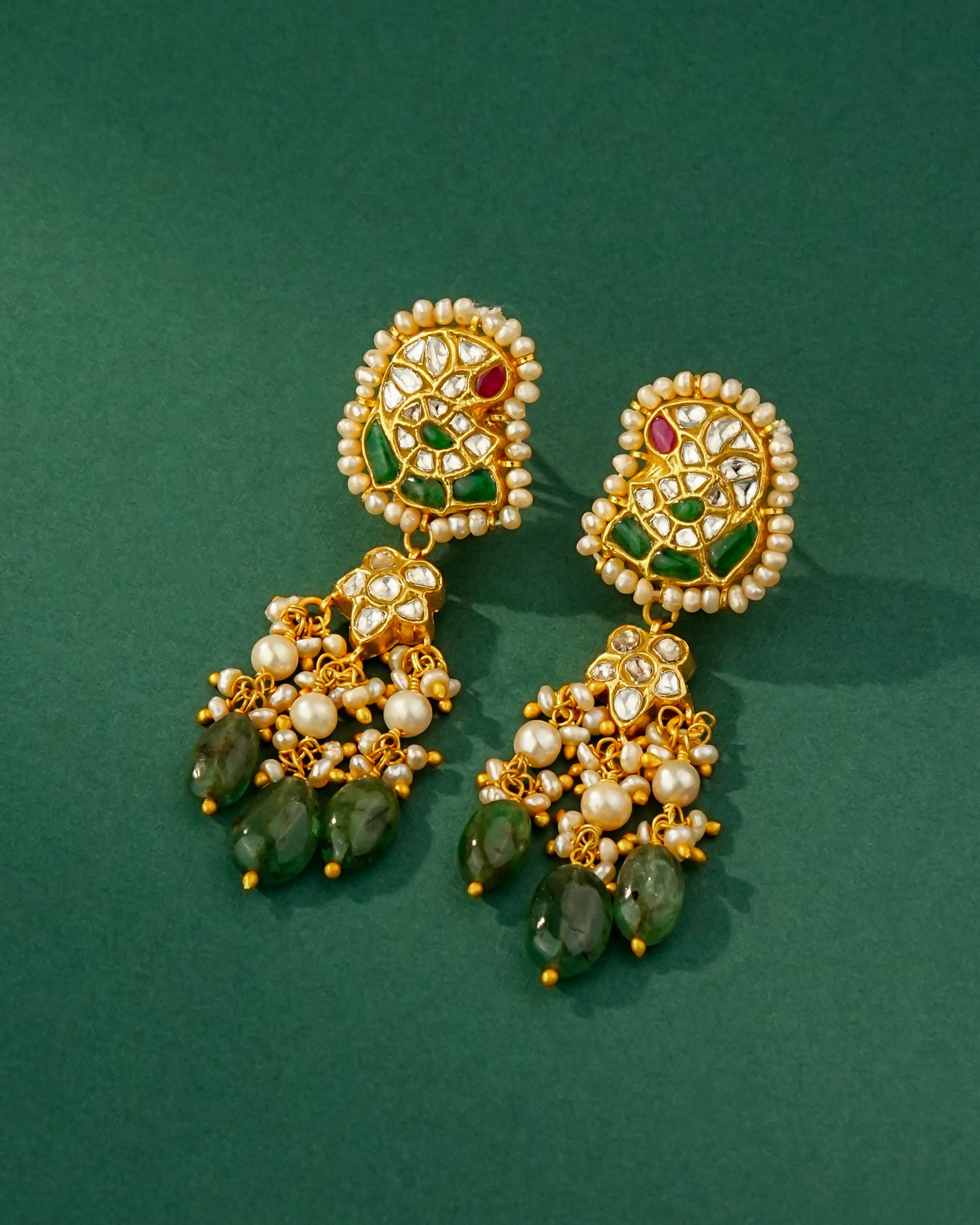 Zoya Polki Long Earrings