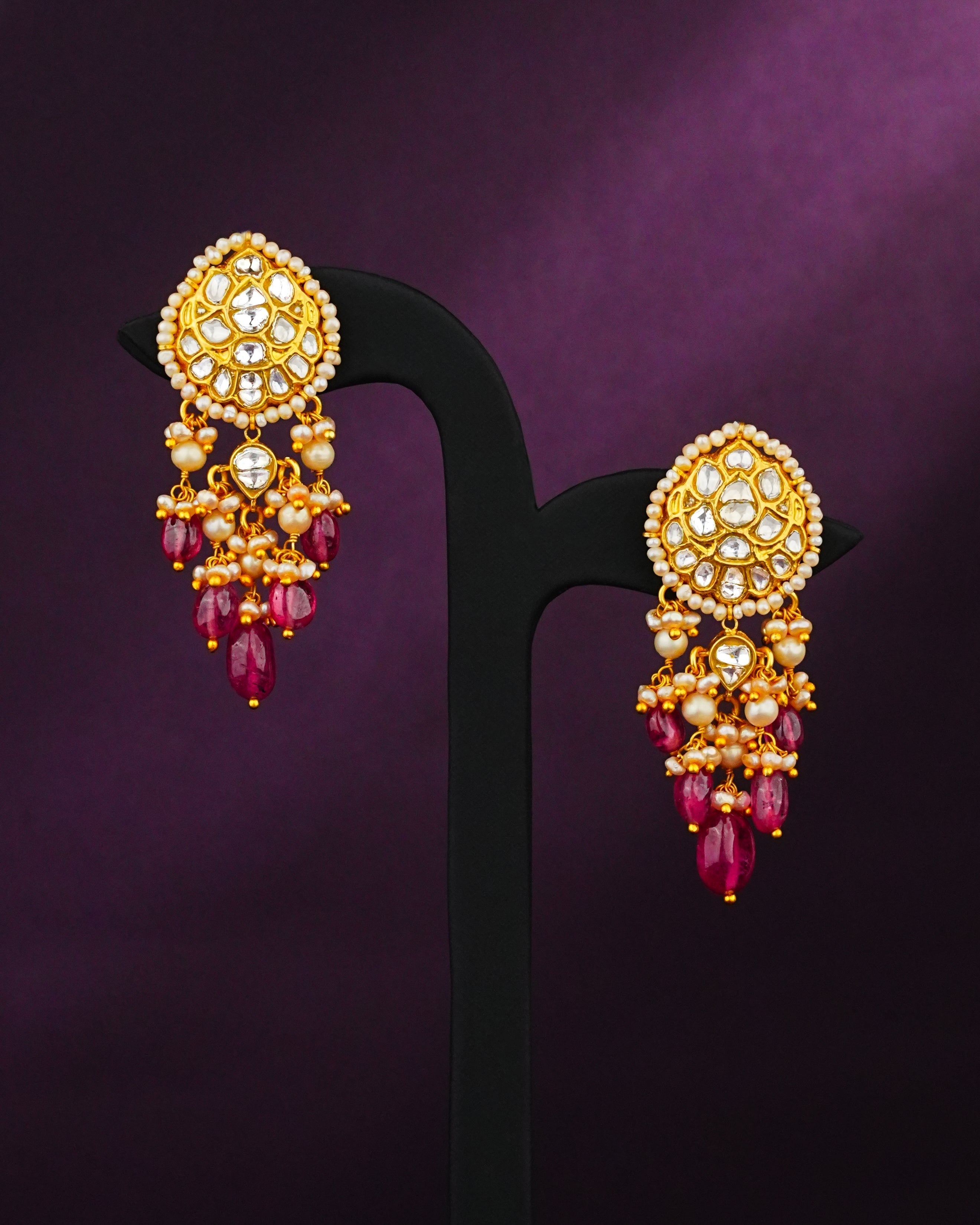 Easha Polki Long Earrings
