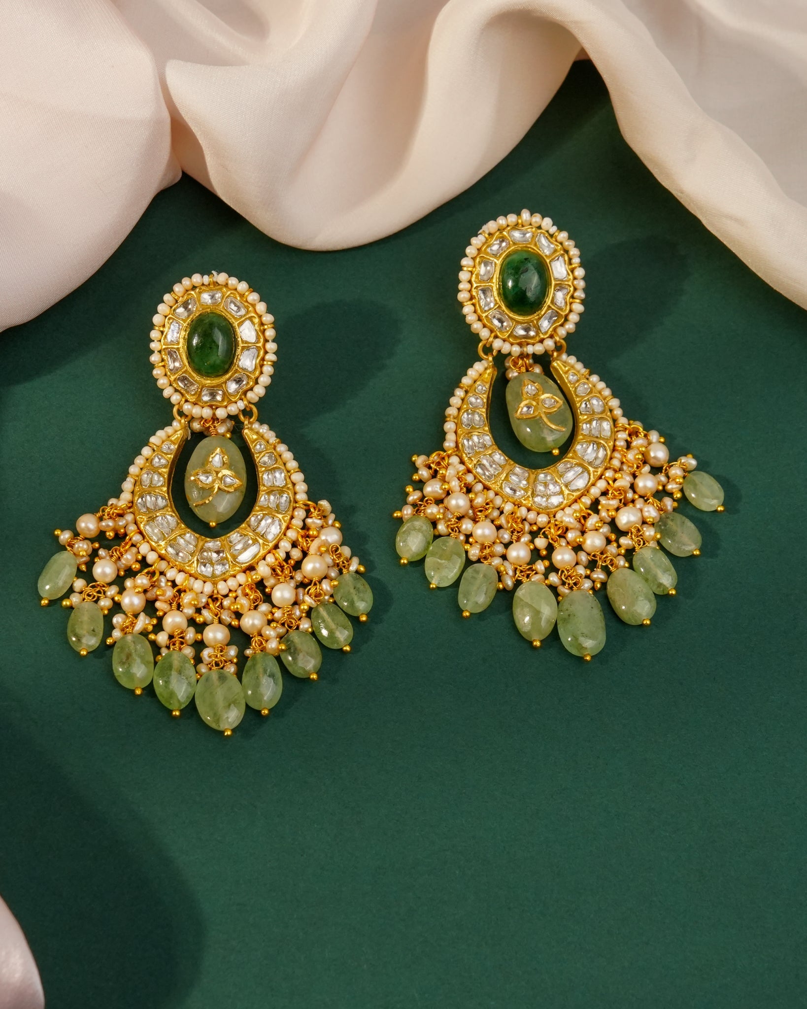 Dhruvi Necklace And Saniya Chandbalis Polki Set