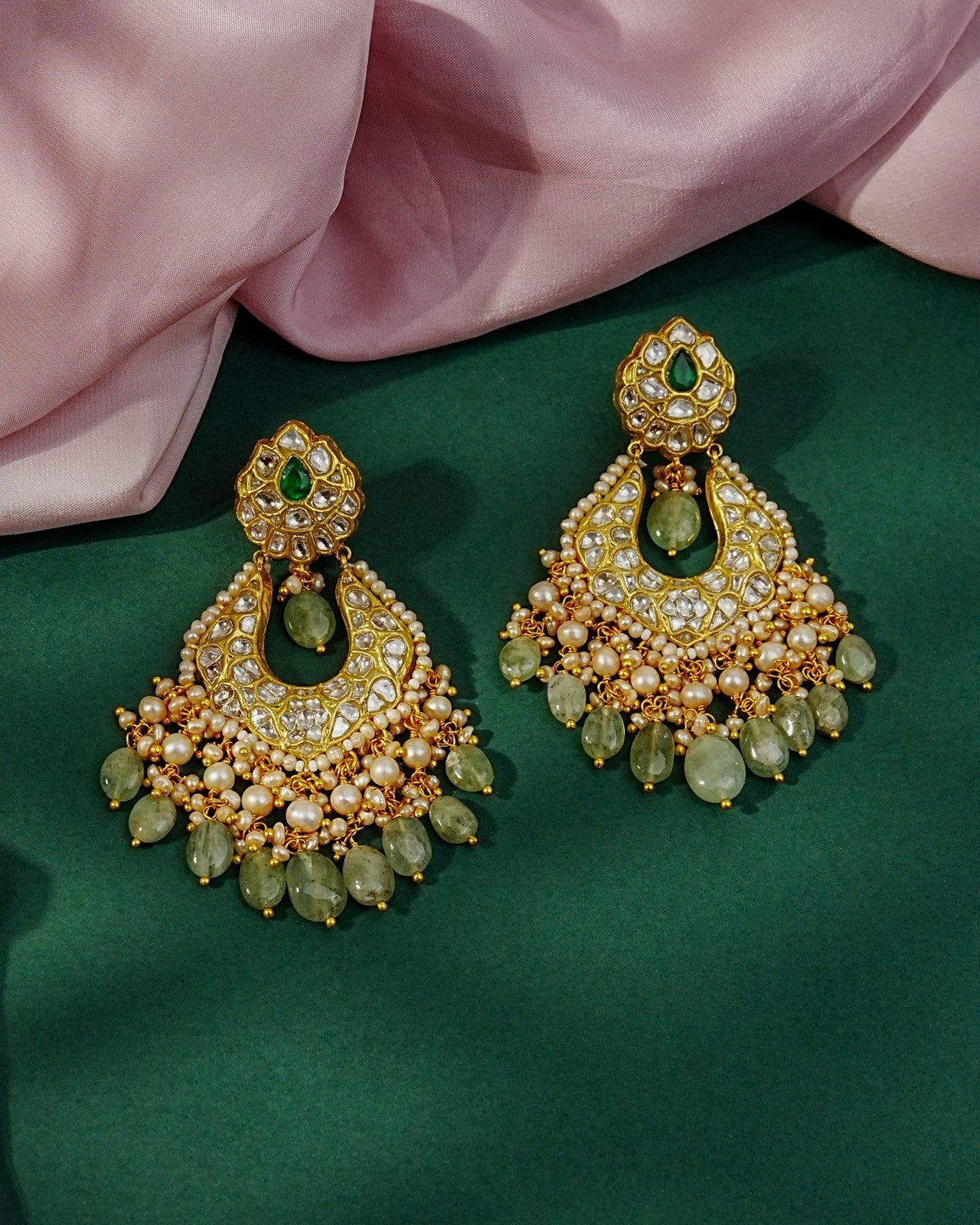 Maya Necklace And Vidya Chandbalis Polki Set