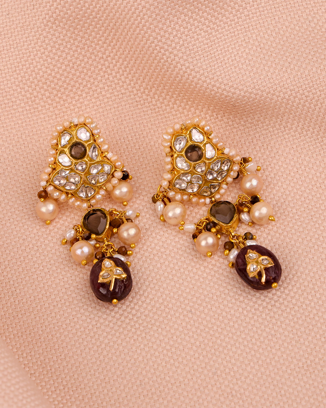 Afia Polki Long Earrings