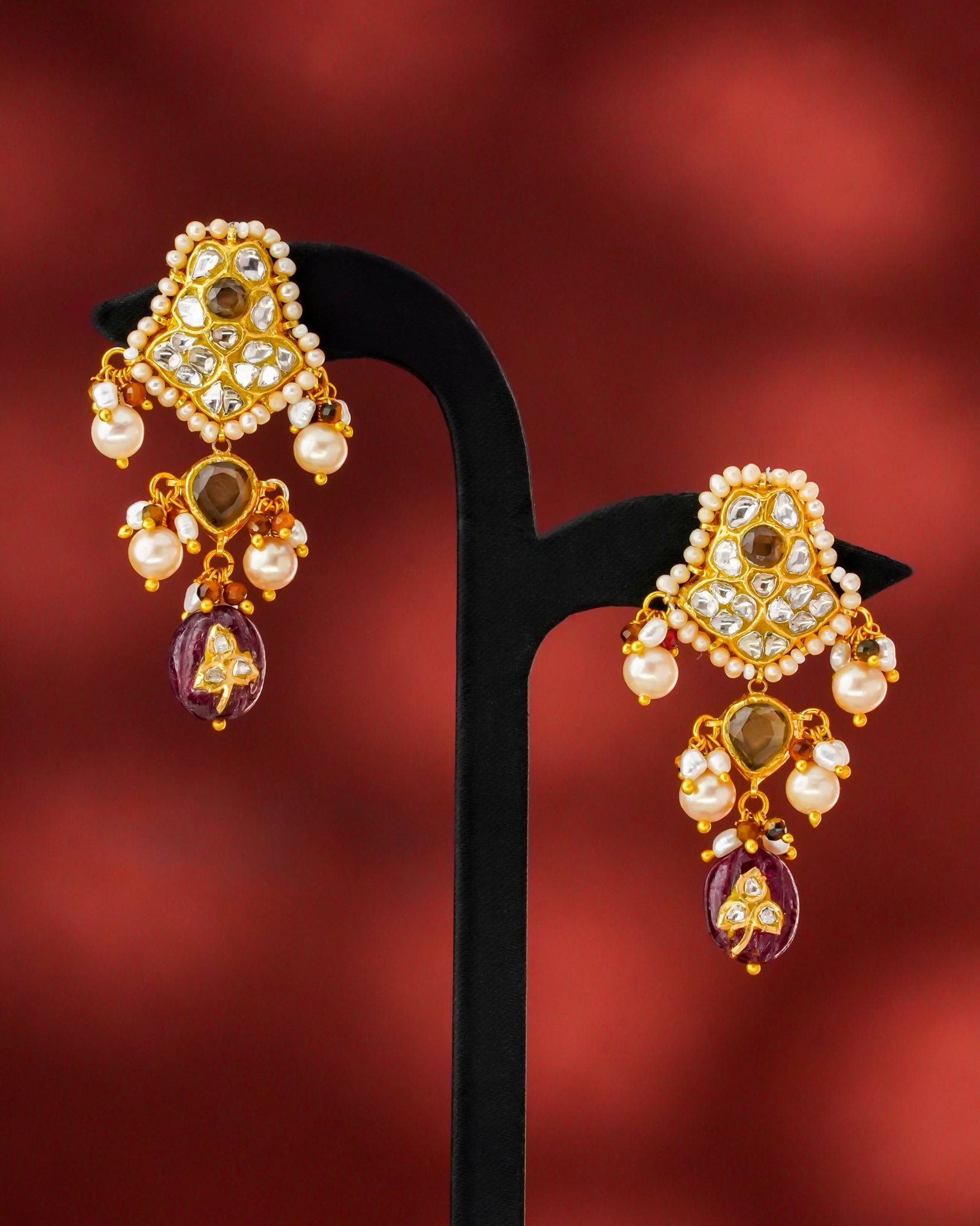 Afia Polki Long Earrings