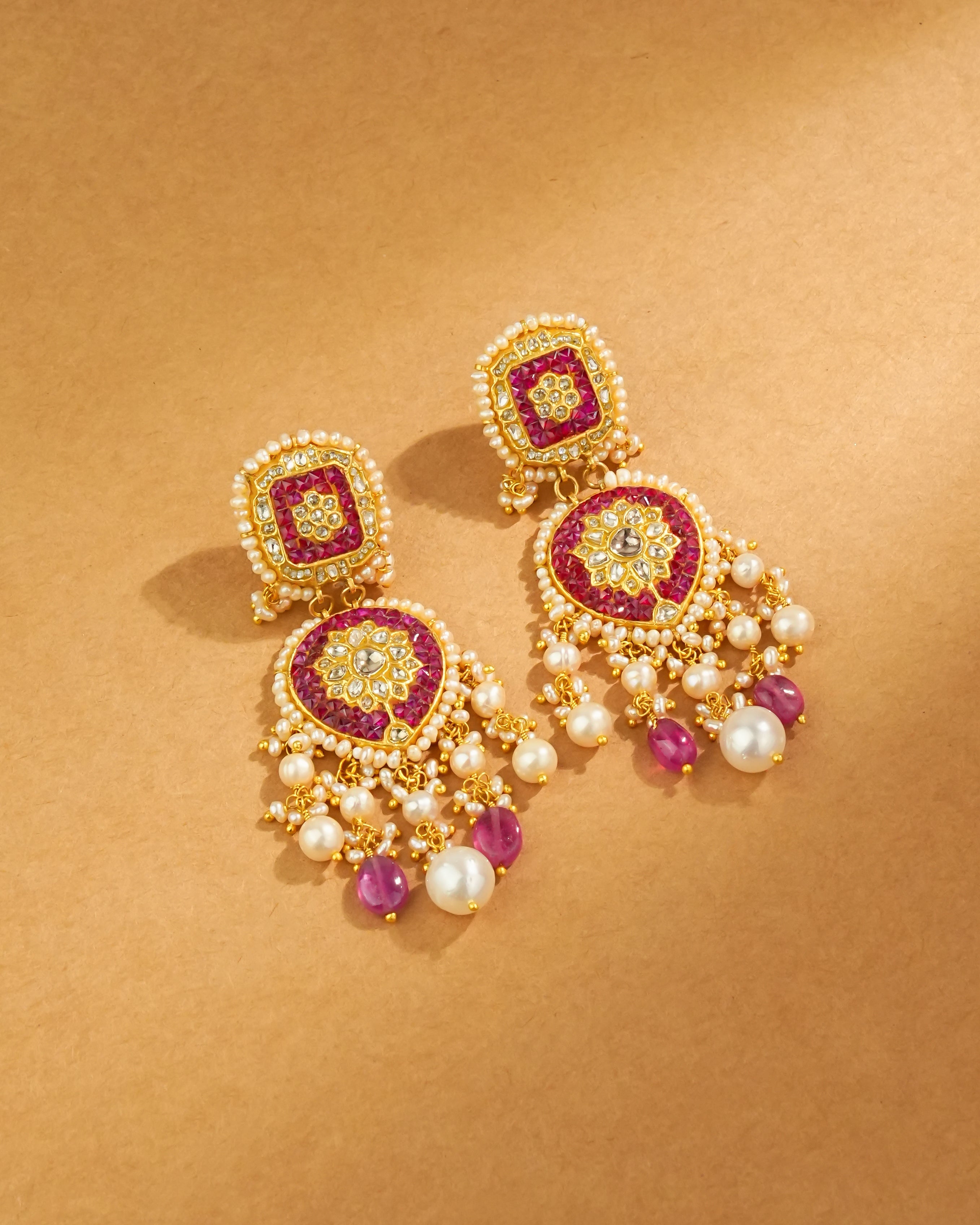 Rashi Polki Long Earrings