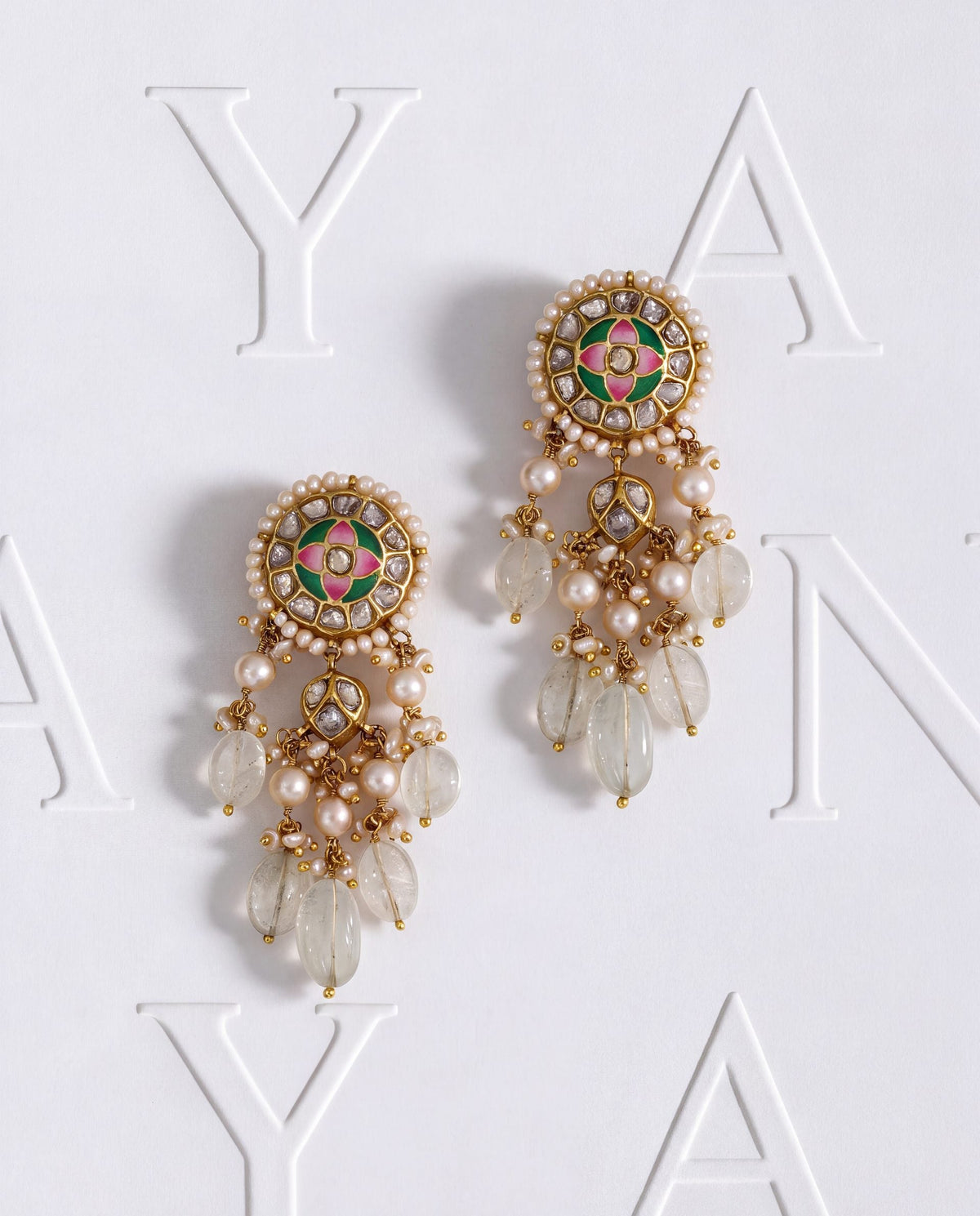 Jishani Polki Long Earrings