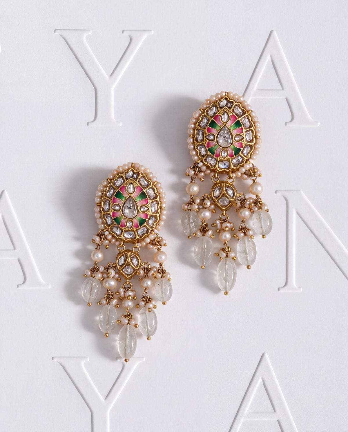 Aarya Polki Long Earrings