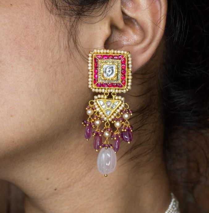 Gayathri Polki Long Earrings