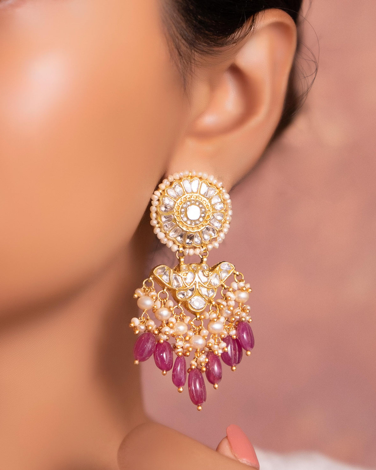 Siyali Choker And Katherine Long Earrings Polki Set